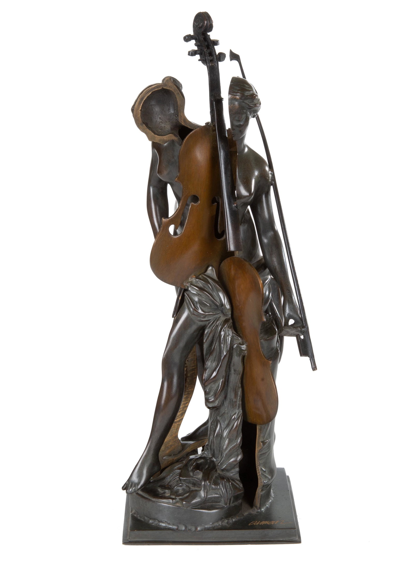 ARMAN (FRENCH-AMERICAN 1928-2005): ARMAN (FRENCH-AMERICAN 1928-2005) Music Within bronze with medium and dark brown patina overall height: 41 cm (16 1/8 in.) signed, inscribed with Boquel foundry mark and edition 10/99 on base CONDITIO
