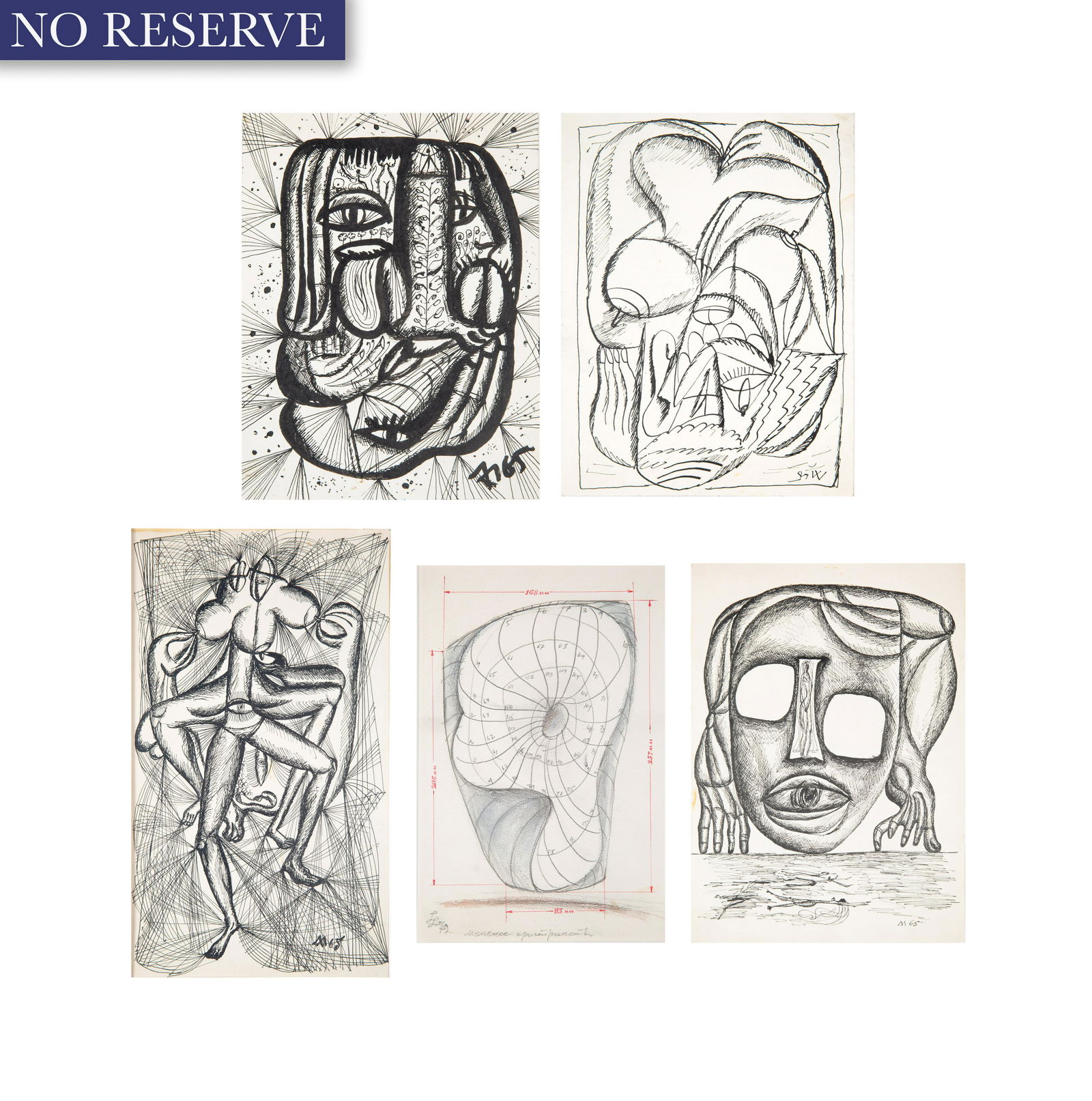 A GROUP OF FIVE DRAWINGS BY LEONID LAMM (1 of 11)