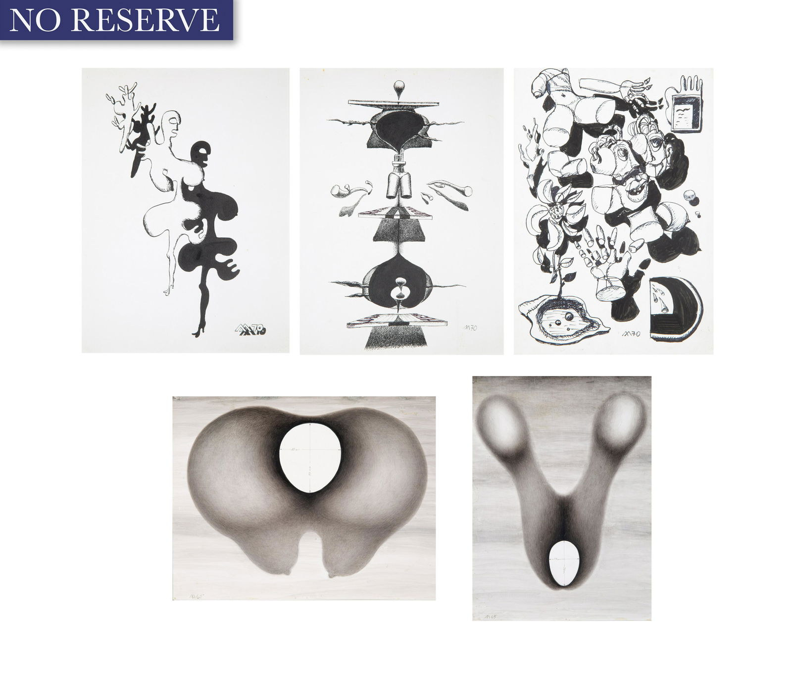 A GROUP OF FIVE DRAWINGS BY LEONID LAMM (1 of 13)