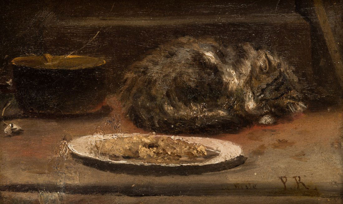 PHILIPPE ROUSSEAU (FRENCH 1816-1887): PHILIPPE ROUSSEAU (FRENCH 1816-1887) La Reste oil on panel 13 x 22 cm (5 1/8 x 8 5/8 in.) initialed and titled lower right PROVENANCE John Mitchell Fine Paintings, London, United Kingdom Priv