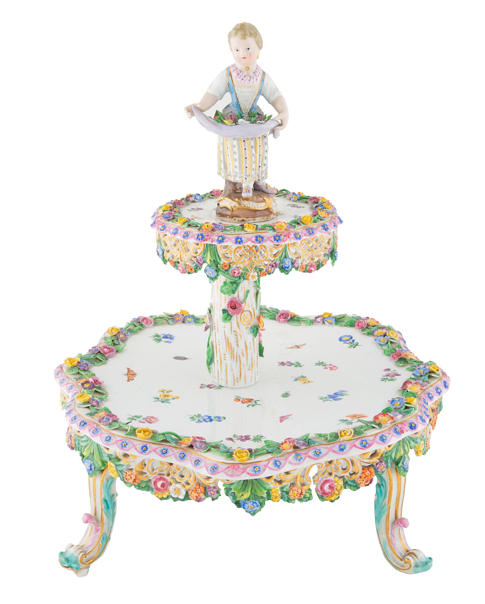 A MEISSEN PORCELAIN TIERED CAKE STAND, MID-19TH CENTURY (1 of 2)