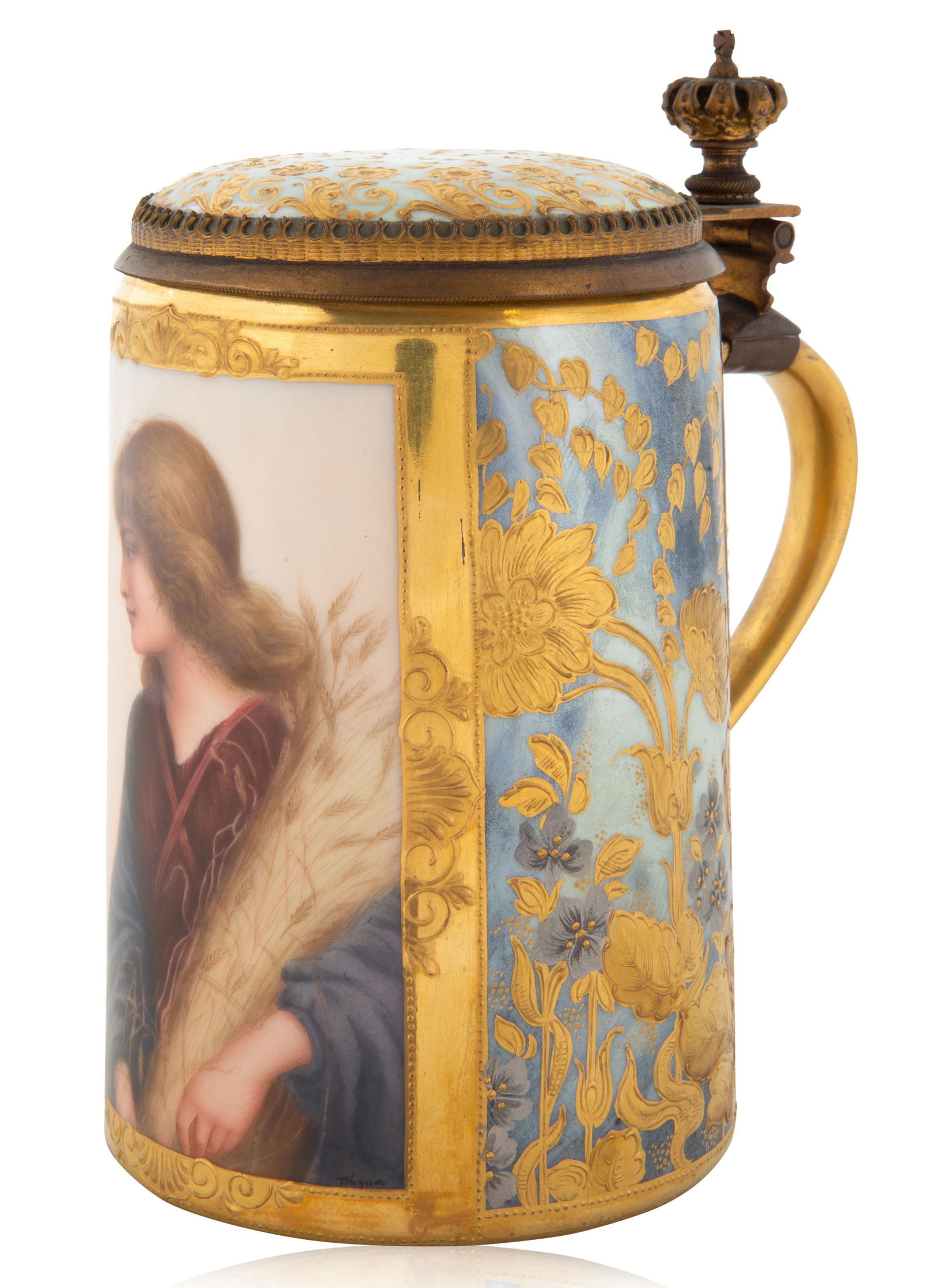 A VIENNA STYLE PORTRAIT TANKARD, PAINTED BY WAGNER (1 of 4)