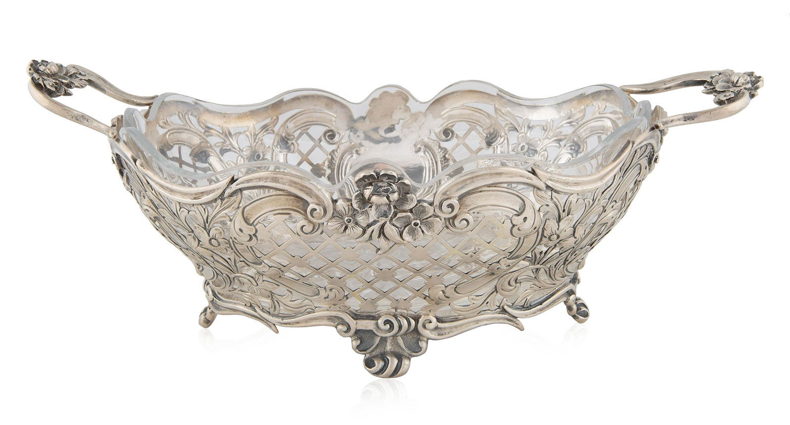 AN BRITISH SILVER AND GLASS DISH, LONDON, CIRCA 1890 (1 of 2)