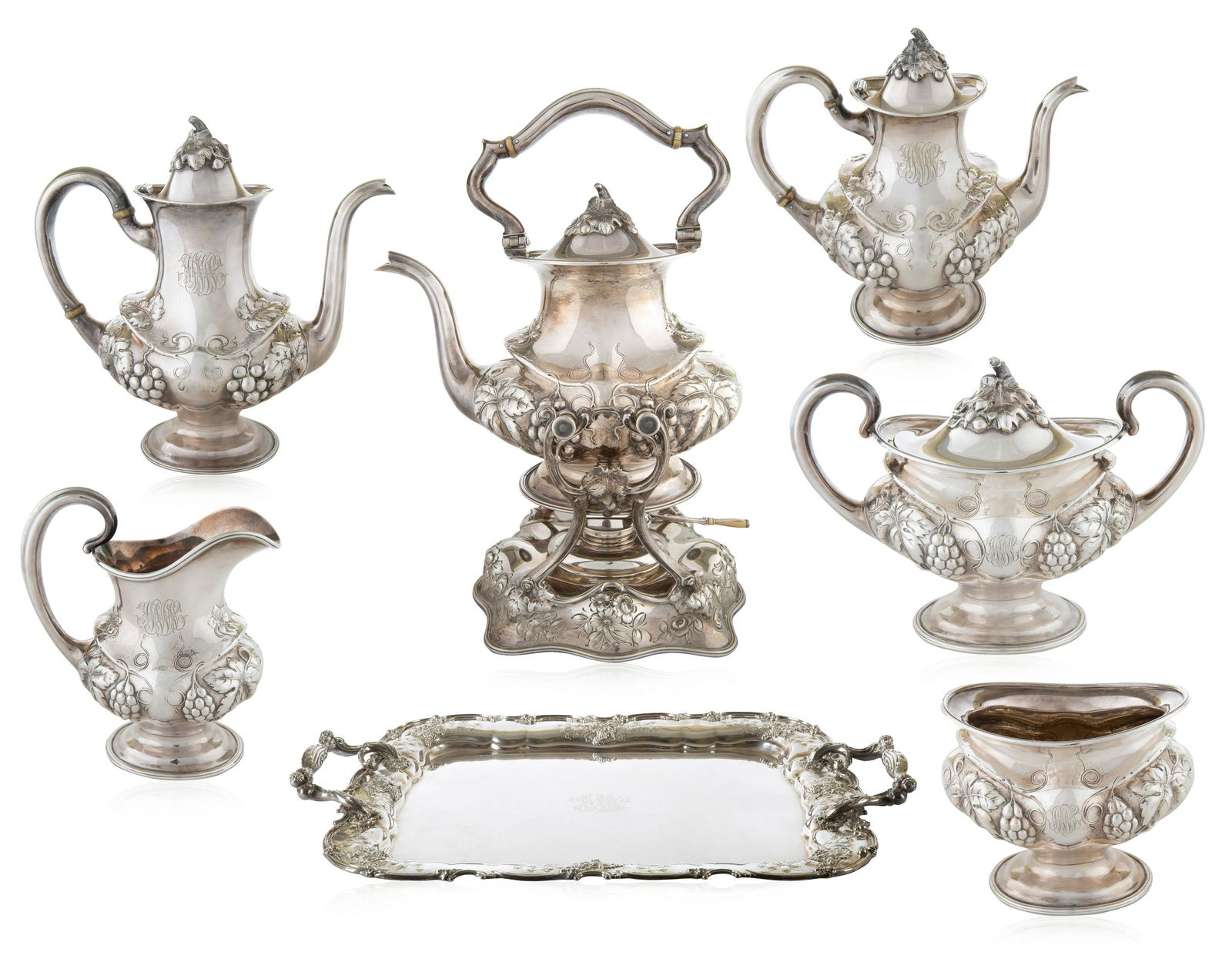 A NINE-PIECE SILVER TEA SERVICE, MAUSER & CO., NEW YORK (1 of 12)