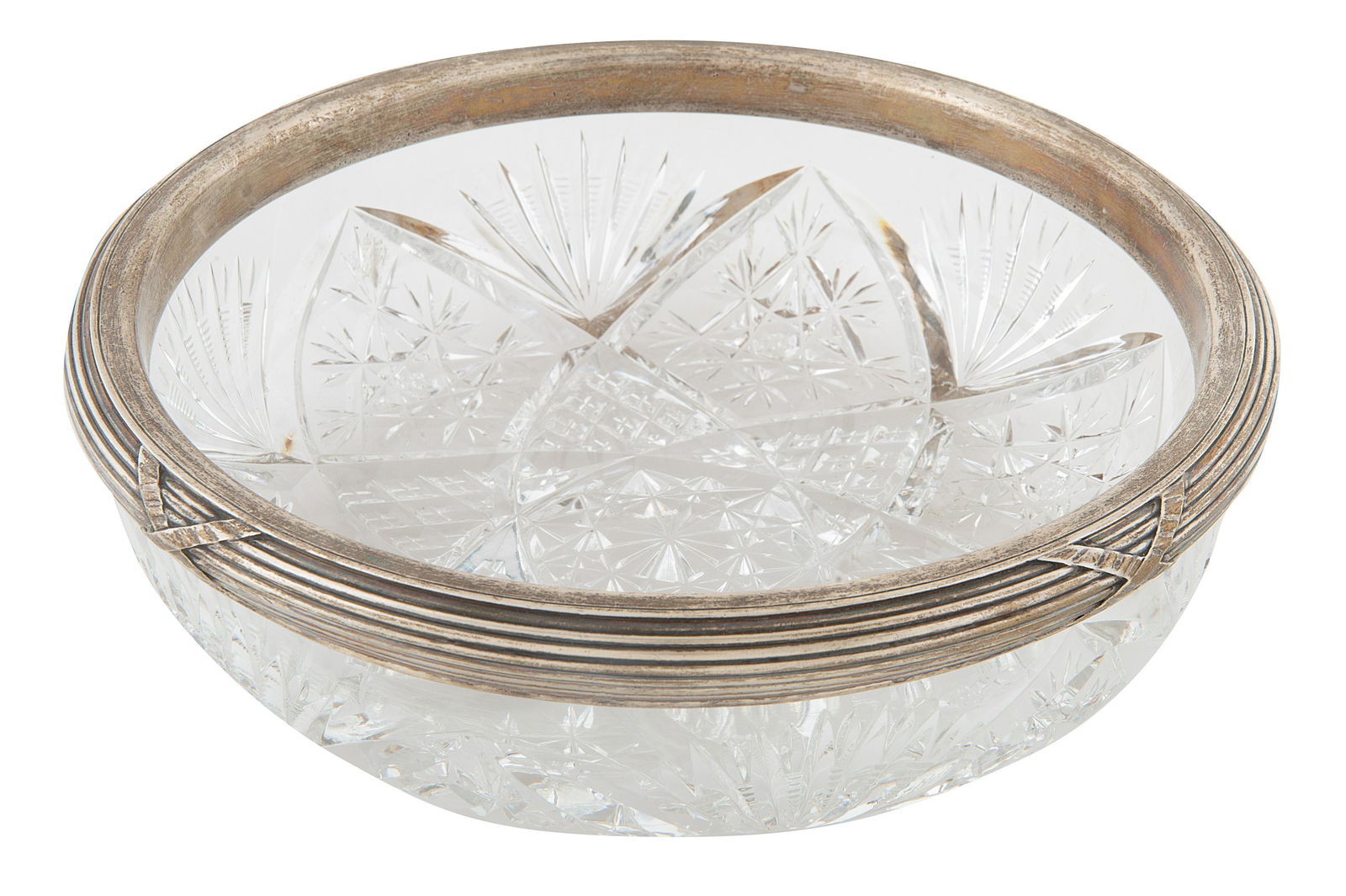 A RUSSIAN FABERE SILVER-MOUNTED CUT CRYSTAL BOWL (1 of 4)