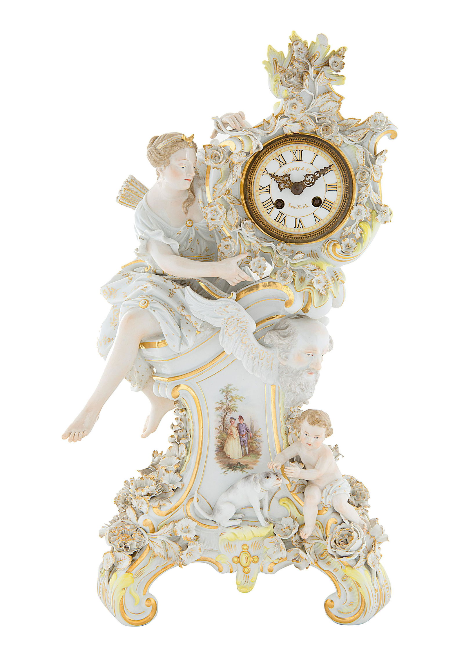 A MEISSEN PORCELAIN CLOCK, RETAILED BY TIFFANY & CO. (1 of 6)