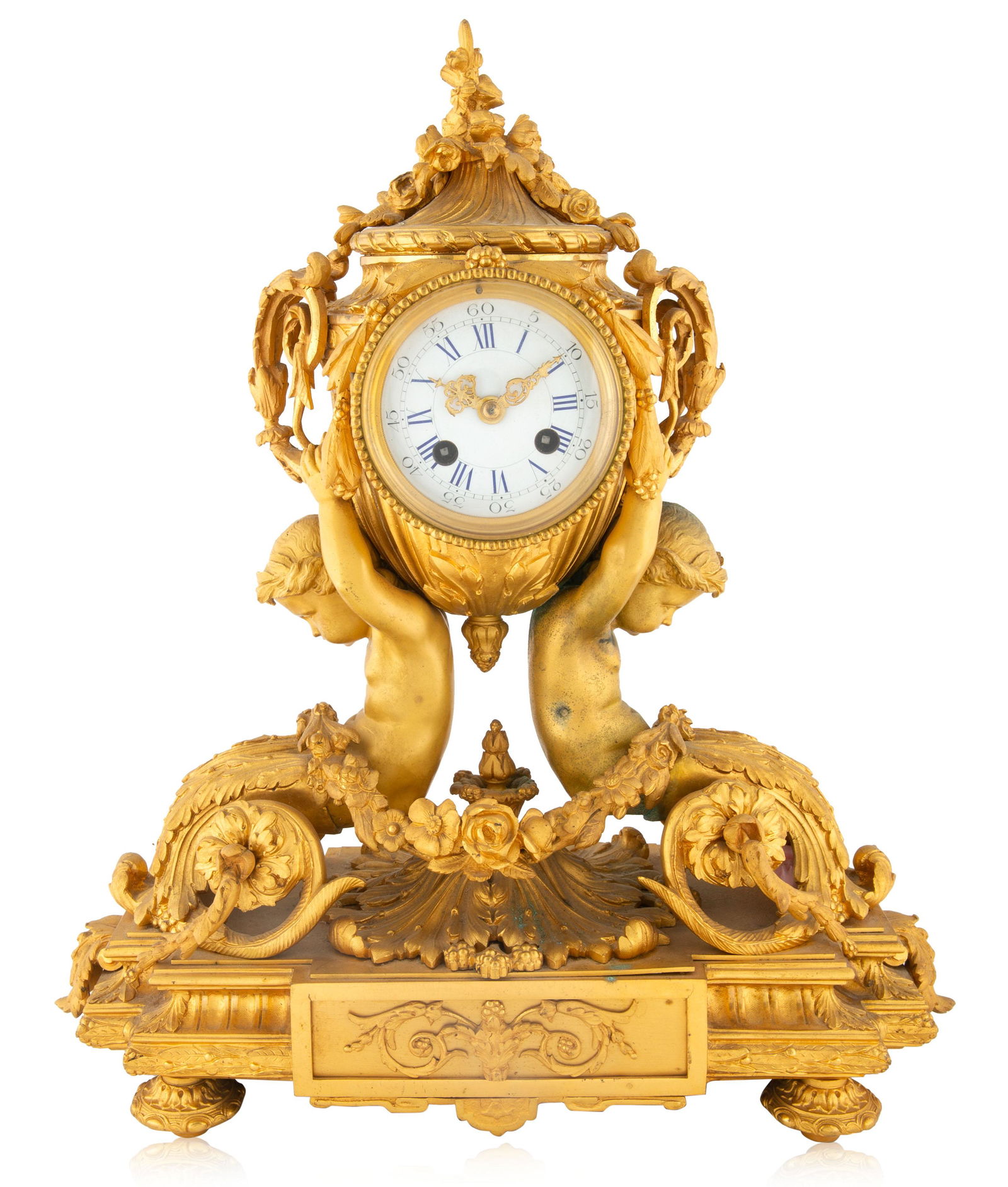 A LOUIS XVI STYLE ORMOLU CLOCK, 19TH CENTURY (1 of 3)