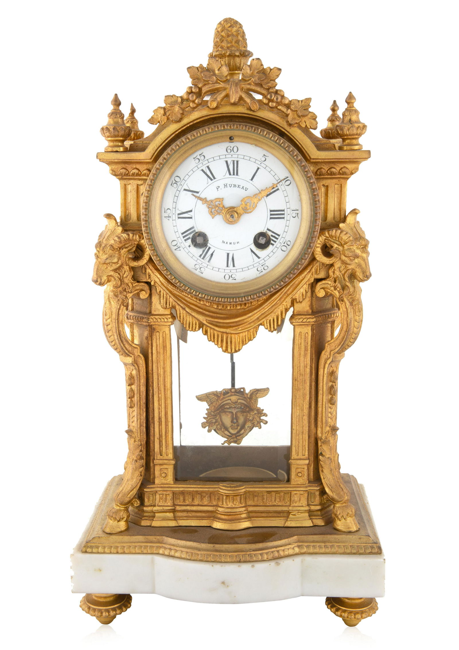 A BELGIAN ORMOLU MANTEL CLOCK, P.  HUBEAU, NAMUR (1 of 5)