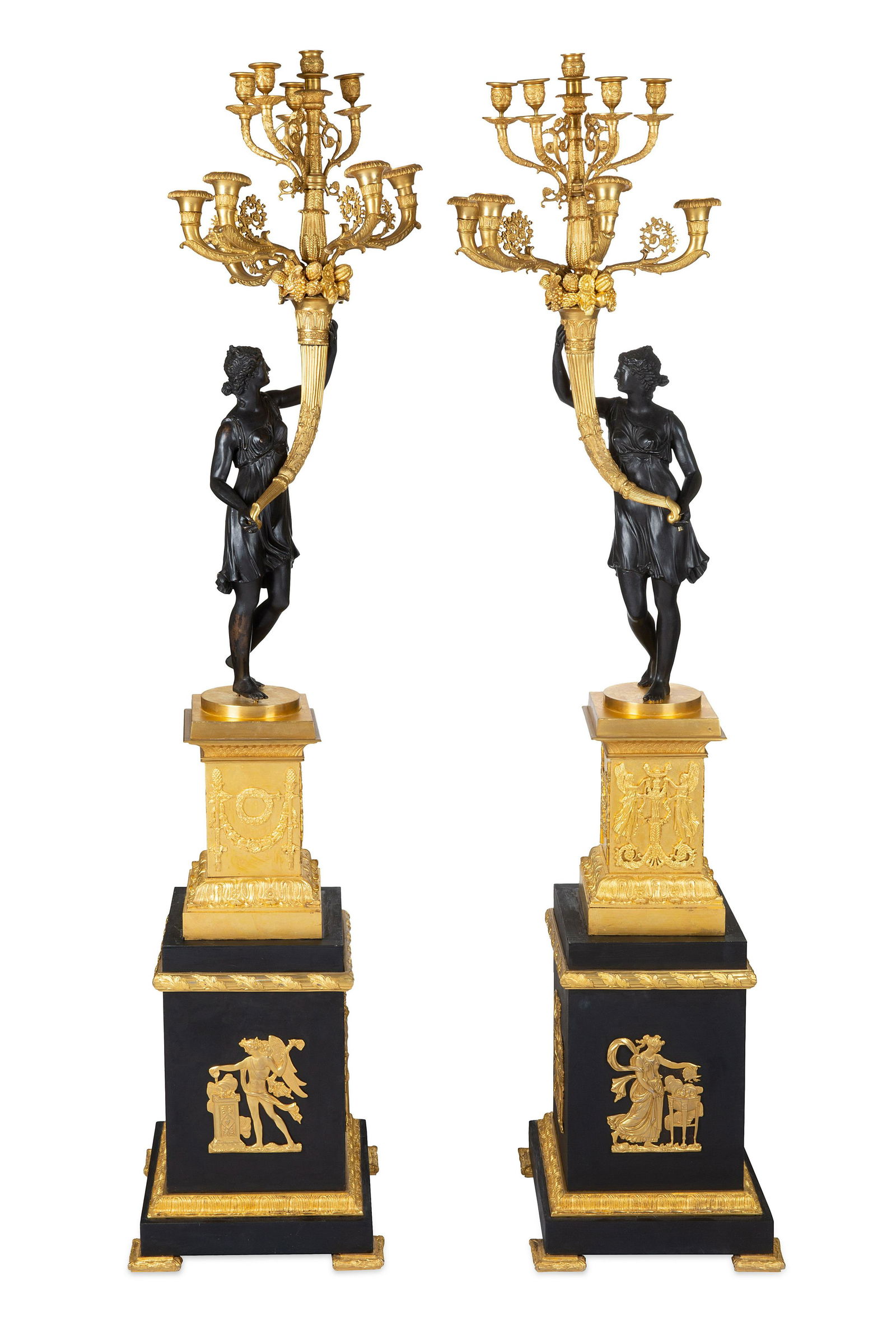 PAIR OF FRENCH NEOCLASSICAL ORMOLU AND PATINATED BRONZE (1 of 1)
