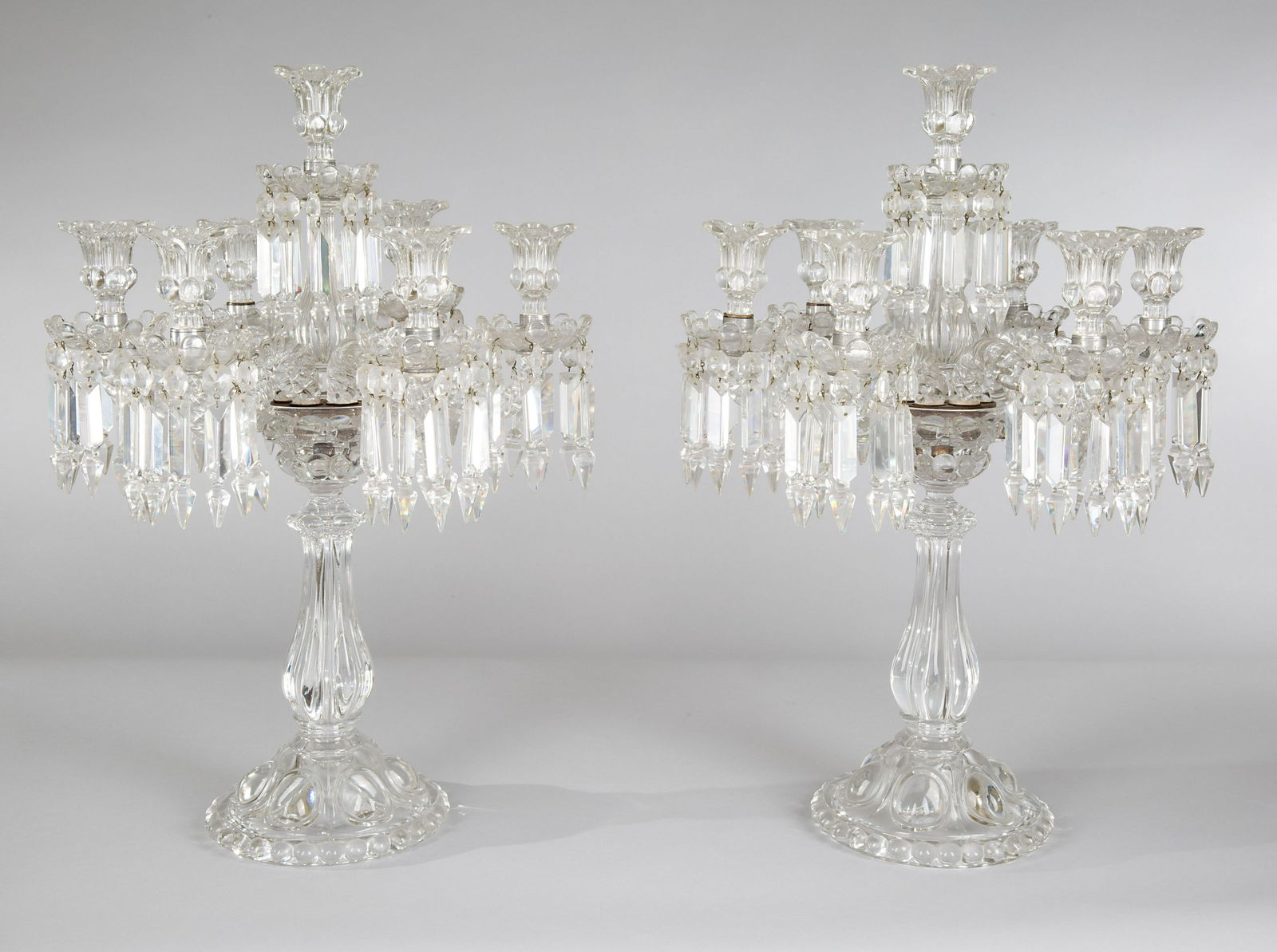 A PAIR OF FRENCH SEVEN-LIGHT CRYSTAL CANDELABRA (1 of 1)