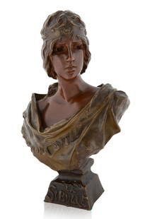 EMMANUEL VILLANIS (FRENCH 1858-1914): EMMANUEL VILLANIS (FRENCH 1858-1914) La Sibylle, circa 1890 bronze with light brown patina height: 35 cm (13 3/4 in.) applied with title on base, marked with Societe des Bronzes de Paris foundry