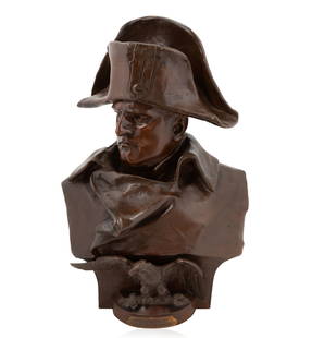 RENZO COLOMBO (ITALIAN 1856-1885): RENZO COLOMBO (ITALIAN 1856-1885) Napoleon, 1885 bronze with light brown patina height: 54 (21 1/4 in.) signed and dated left shoulder CONDITION The sculpture appears in good original