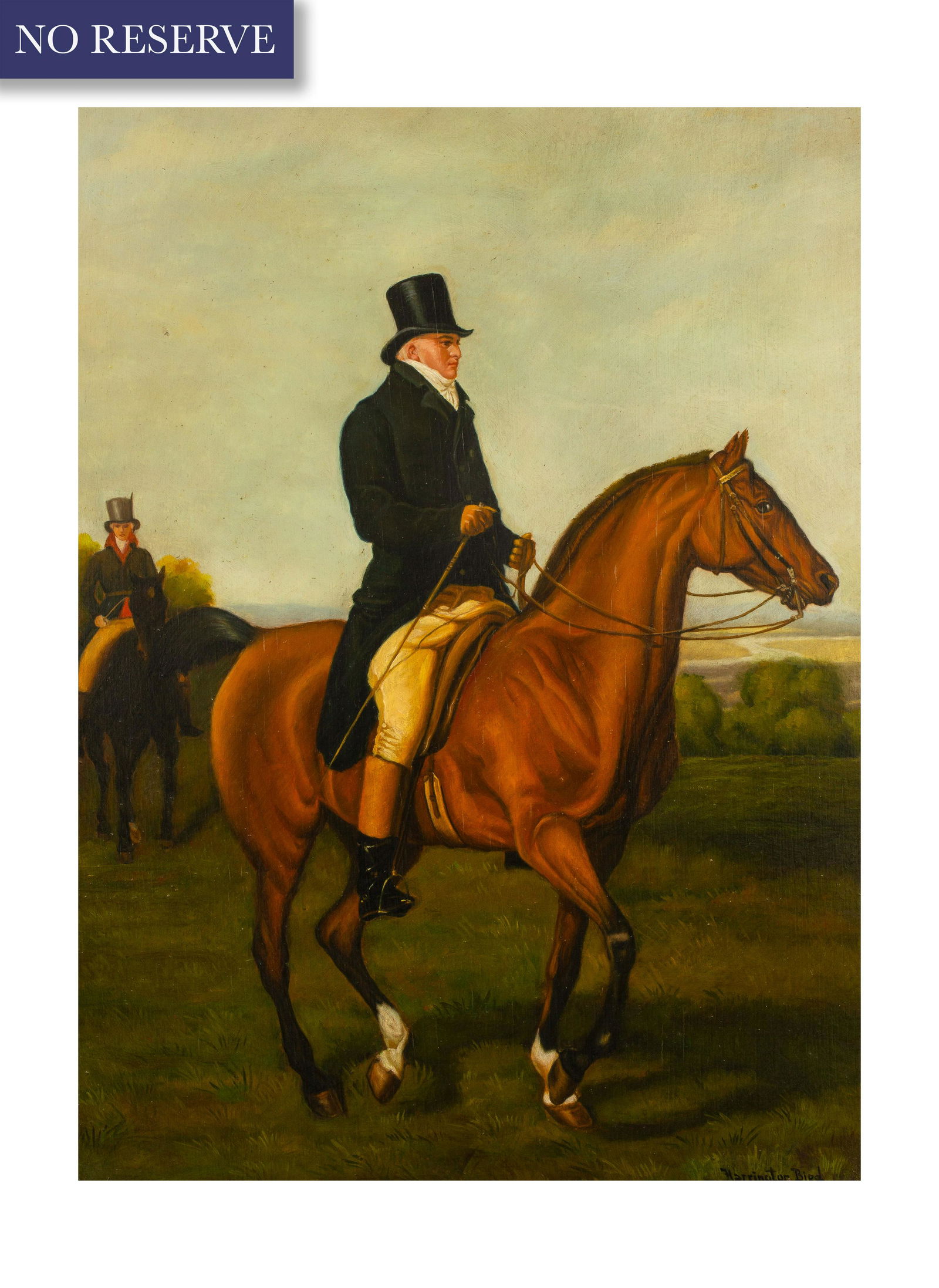 JOHN ALEXANDER HARRINGTON BIRD (BRITISH 1846-1936): JOHN ALEXANDER HARRINGTON BIRD (BRITISH 1846-1936) Gentleman on Horseback, oil on panel 40.5 x 30.3 cm (16 x 11 7/8 in.) signed lower right CONDITION Observed in frame. The work appears in age-appropr