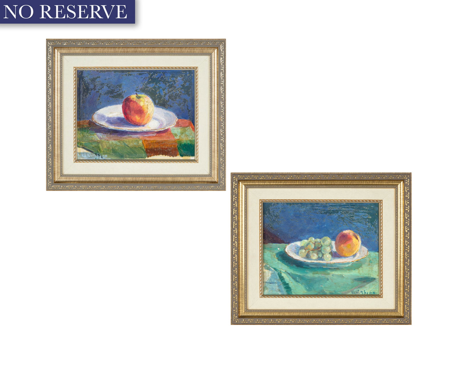 A PAIR OF PAINTNGS BY ALBERT DILBARYAN [DILBO]: A PAIR OF PAINTNGS BY ALBERT DILBARYAN [DILBO] (ARMENIAN 1928-1991) Fruit Still Life, 1954 oil on board each 26 x 29 cm (10 1/4 x 11 3/8 in.) signed and dated lower right and left PROVENANCE Estate of