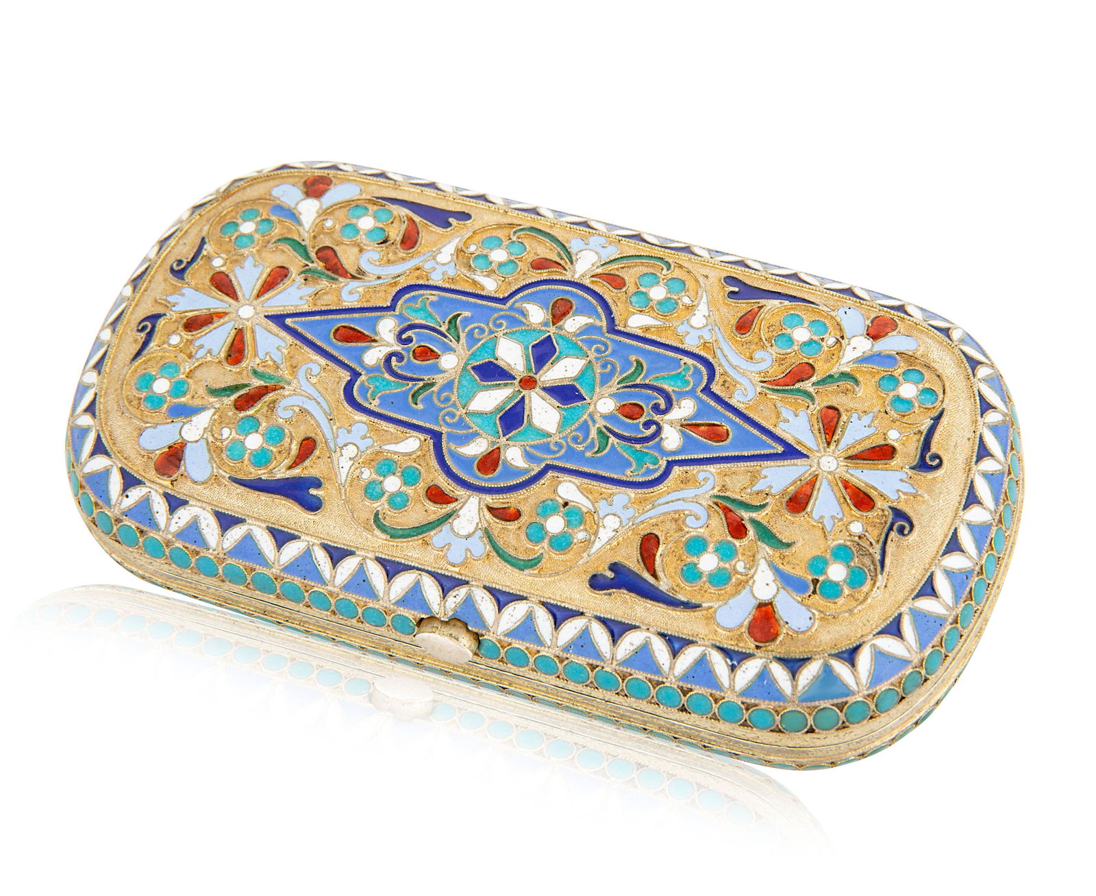 A RUSSIAN GILT SILVER, CLOISONNE AND GUILLOCHE ENAMEL (1 of 1)