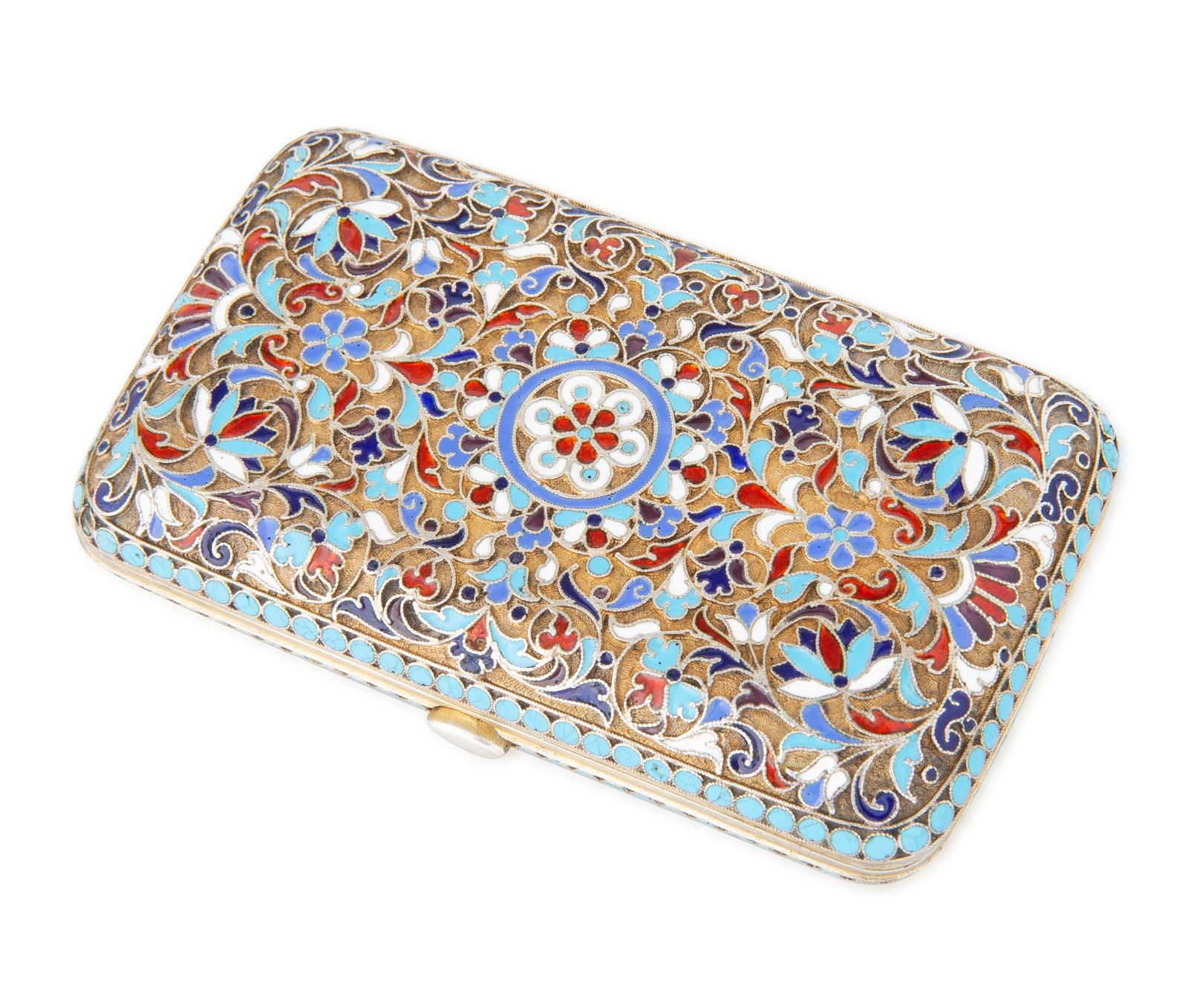 A RUSSIAN GILT SILVER AND CLOISONNE ENAMEL CIGARETTE (1 of 1)