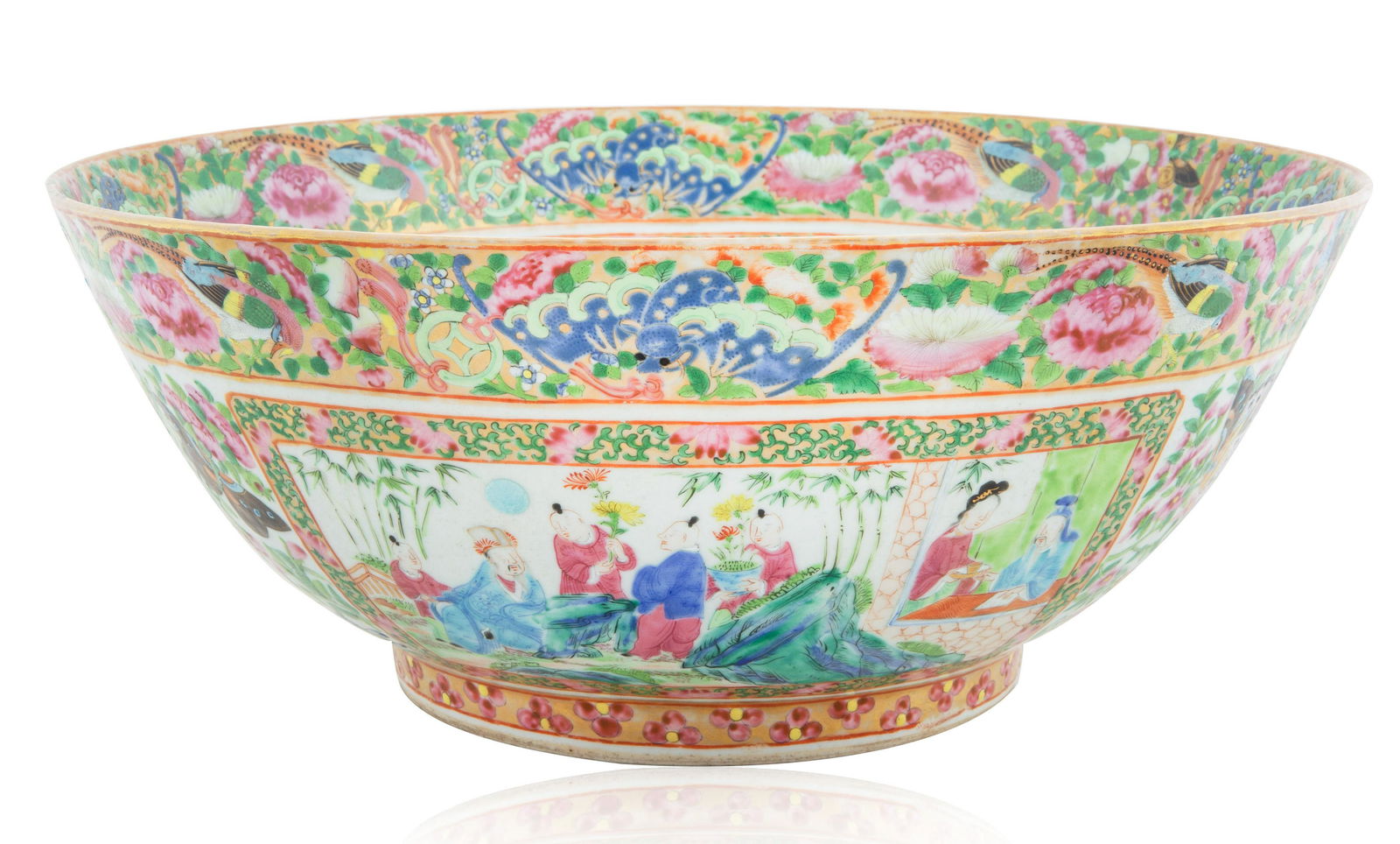 A FAMILLE ROSE MEDALLION PUNCH BOWL, CANTON, MID-19TH (1 of 3)