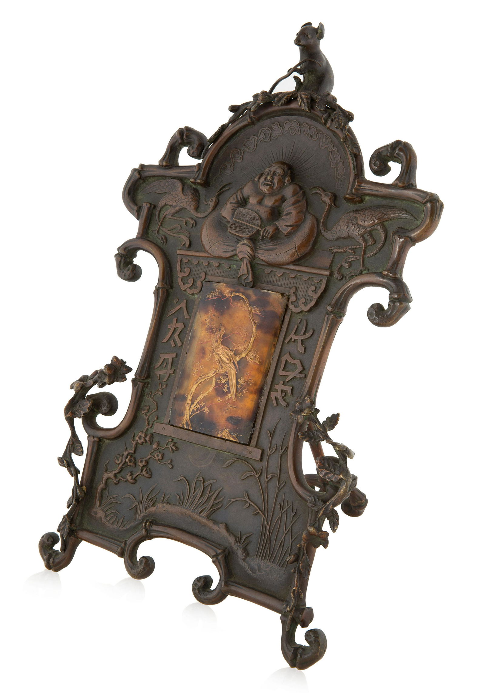 A JAPANESE BRONZE FRAME WITH BUDDHA, MEIJI PERIOD (1 of 3)