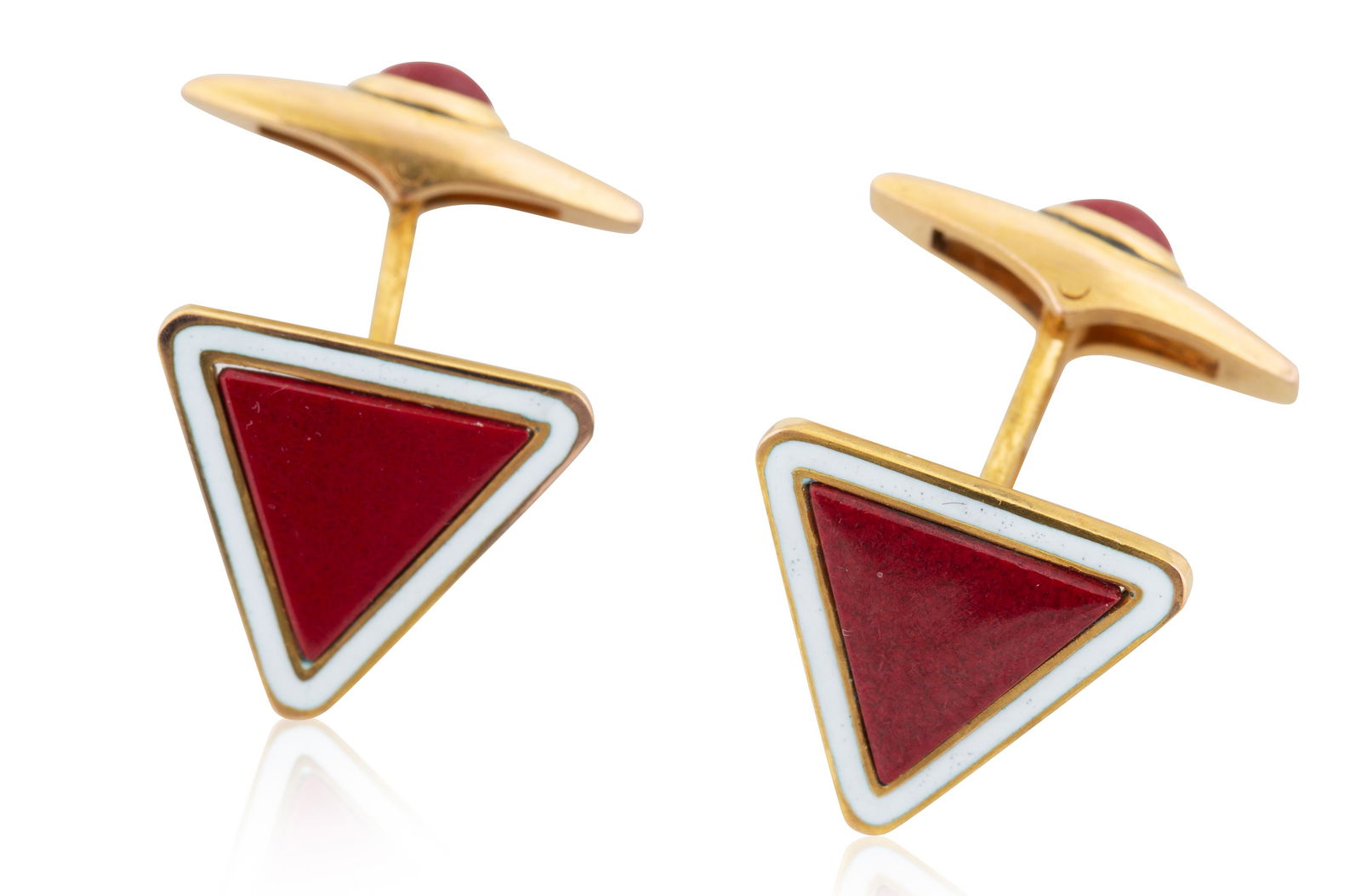 A PAIR OF RUSSIAN YELLOW GOLD, ENAMEL, AND PURPURINE (1 of 4)