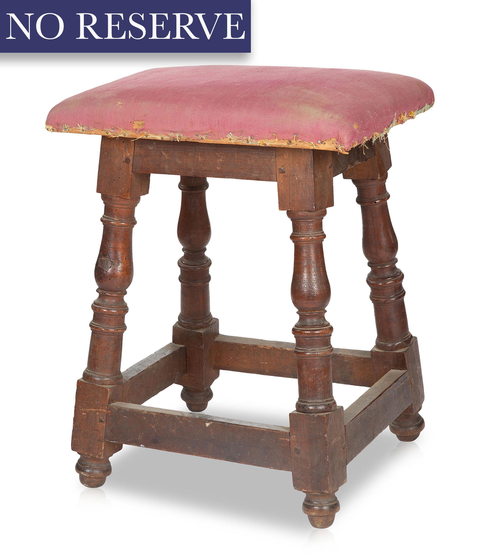 [ROERICH] A WOOD UPHOLSTERED STOOL, 19TH CENTURY (1 of 2)
