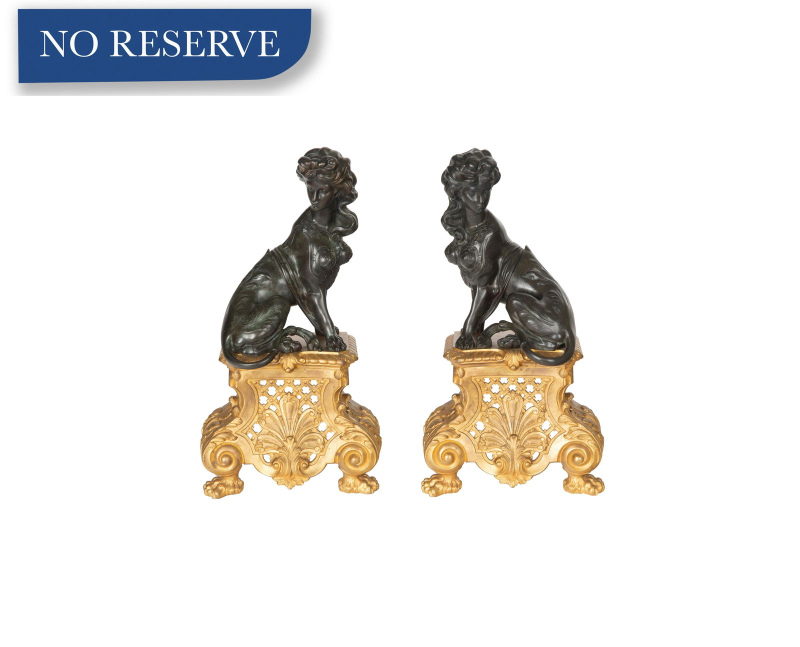 LATE 19TH CENTURY PAIR OF BELGIAN  BRONZE ANDIRONS BY (1 of 4)