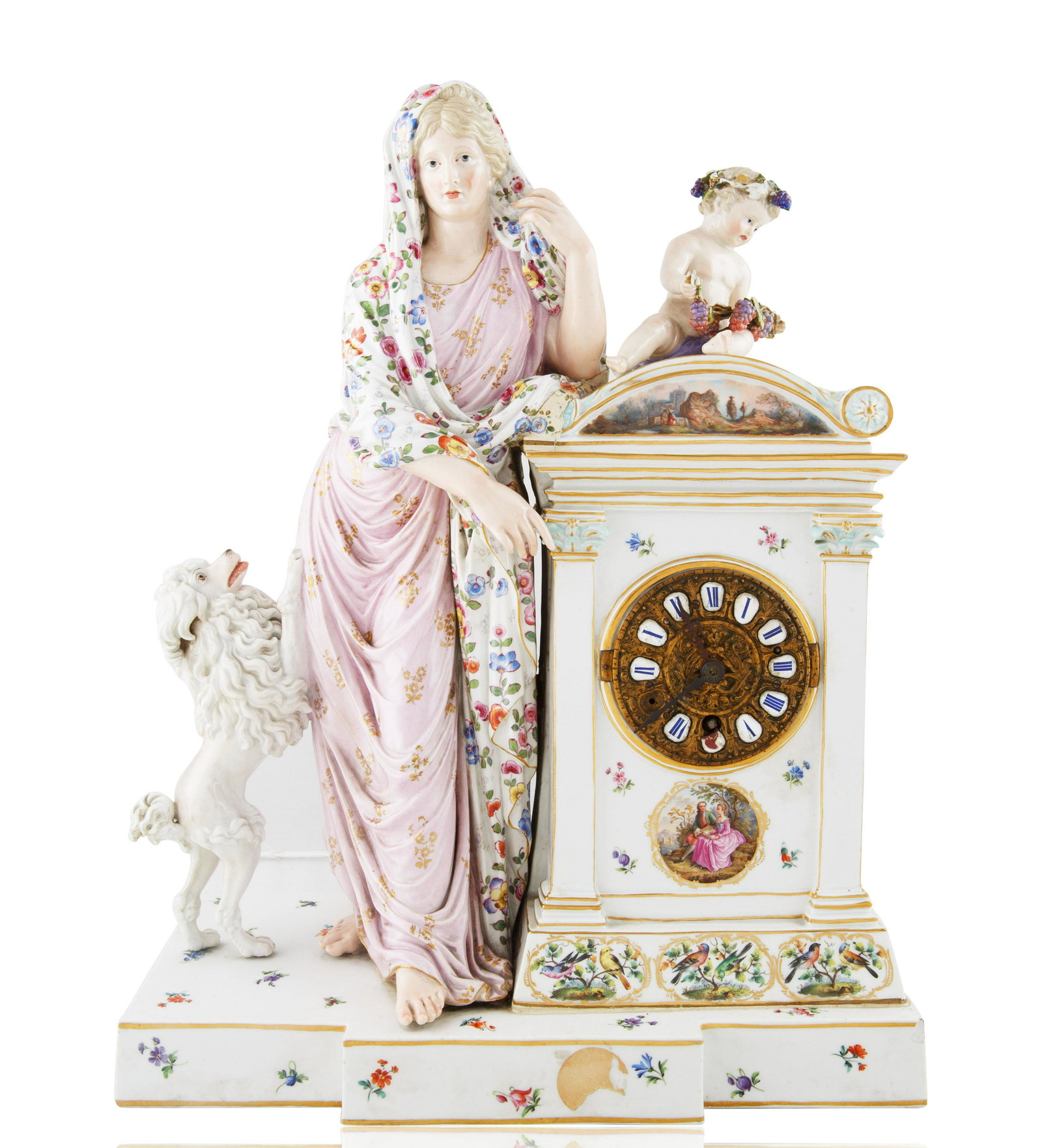 MID-19TH CENTURY MEISSEN PORCELAIN FIGURAL MANTEL CLOCK (1 of 5)