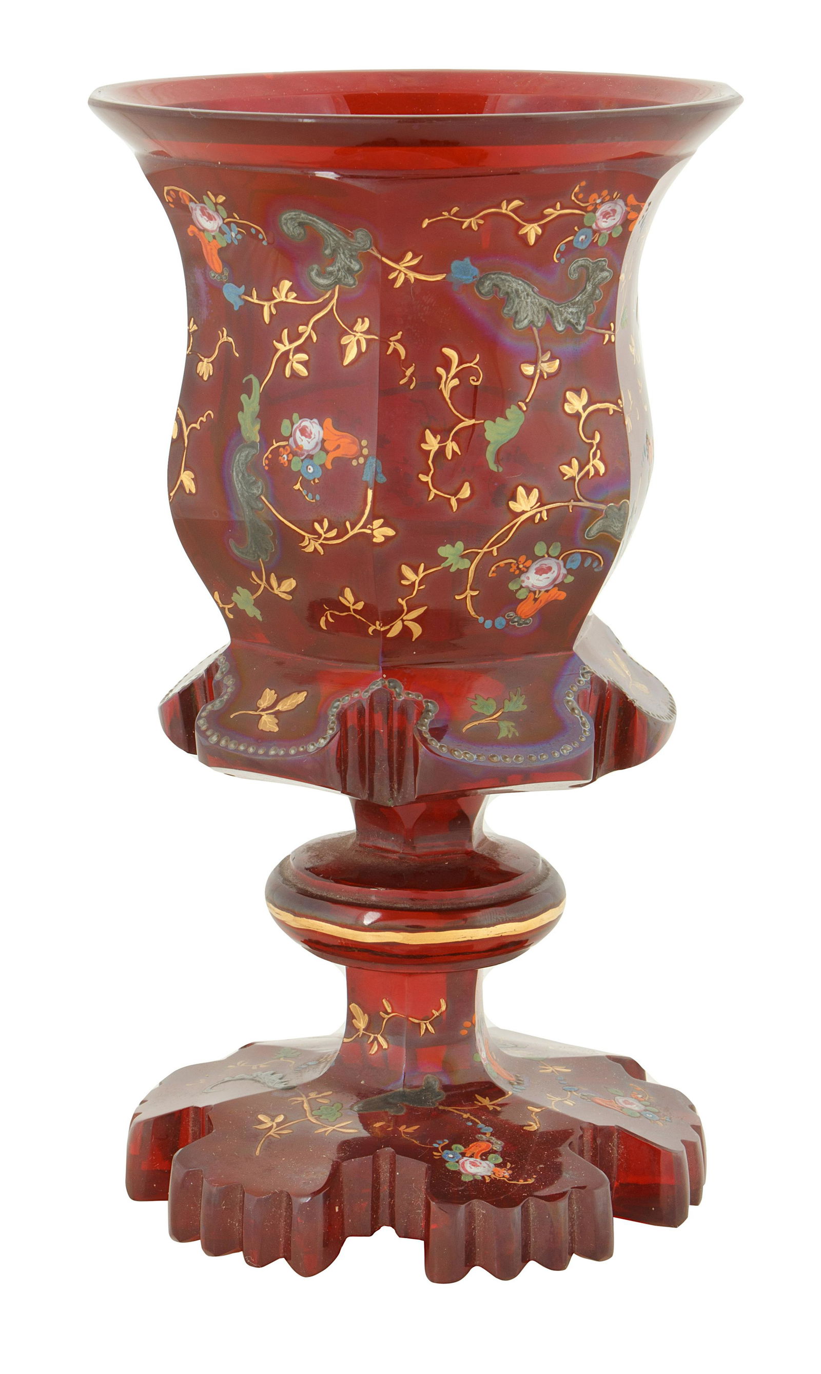 LATE 19TH-EARLY 20TH CENTURY, ETCHED GLASS GOBLET (1 of 3)