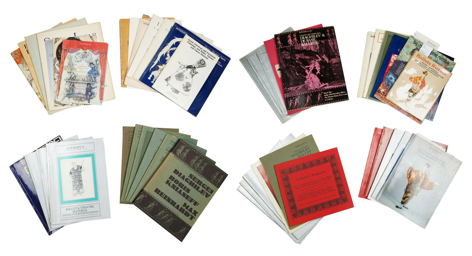 A GROUP OF 46 BALLET RUSSE AUCTION CATALOGUES AND BOOKS: A GROUP OF 46 BALLET RUSSE AUCTION CATALOGUES AND BOOKS comprising largely Sothebyâ€™s auction catalogues, 1960s-1990s, as well as an autographed copy of Michel Georges-Michel, Ballets russes. Hi
