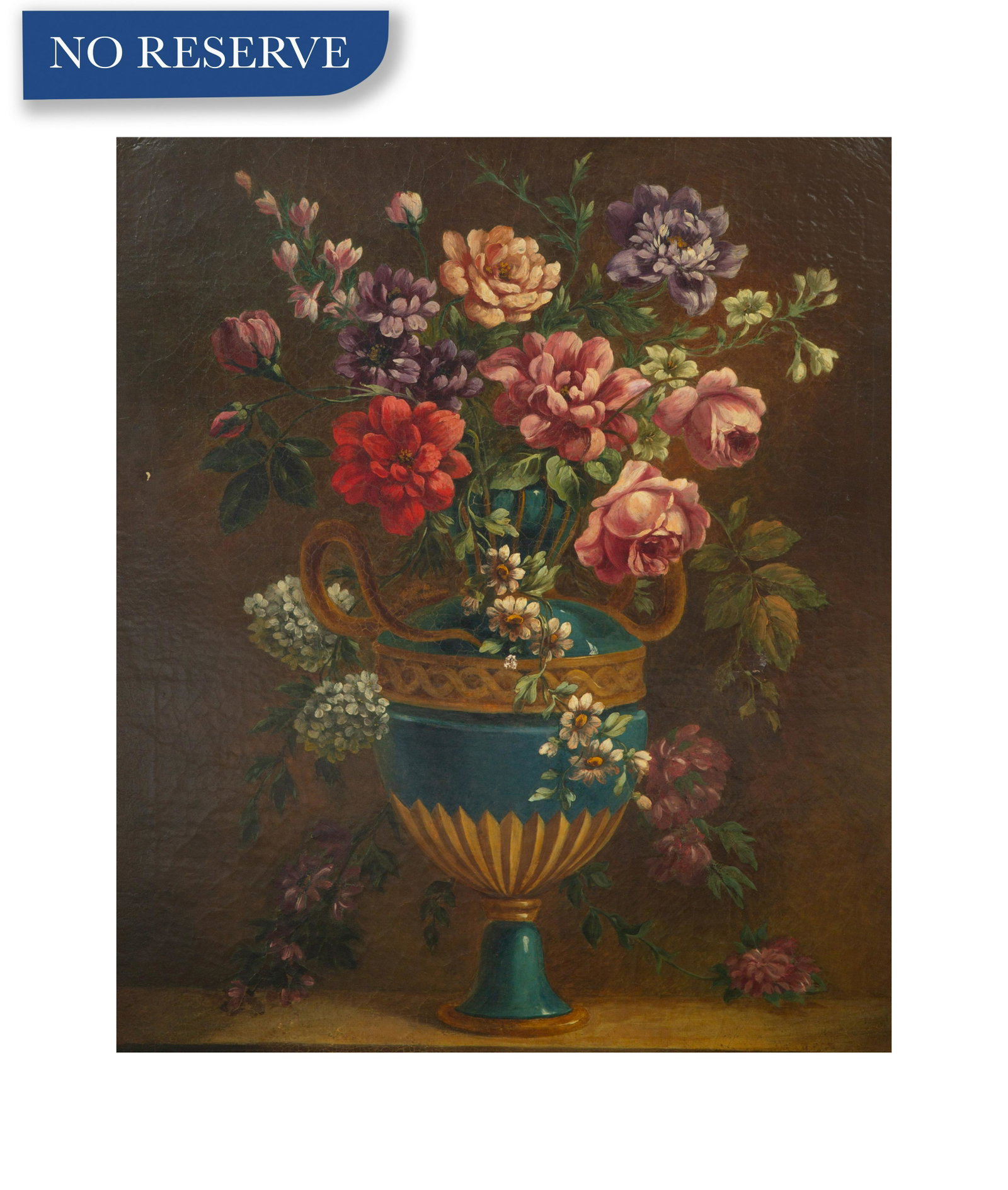 CONTINENTAL SCHOOL (19TH CENTURY): CONTINENTAL SCHOOL (19TH CENTURY) Still Life with Flowers oil on canvas 76 x 60 cm (30 x 23 1/2 in.) CONDITION Observed in frame, the painting appears in age-appropropriate condition. Overall very fin