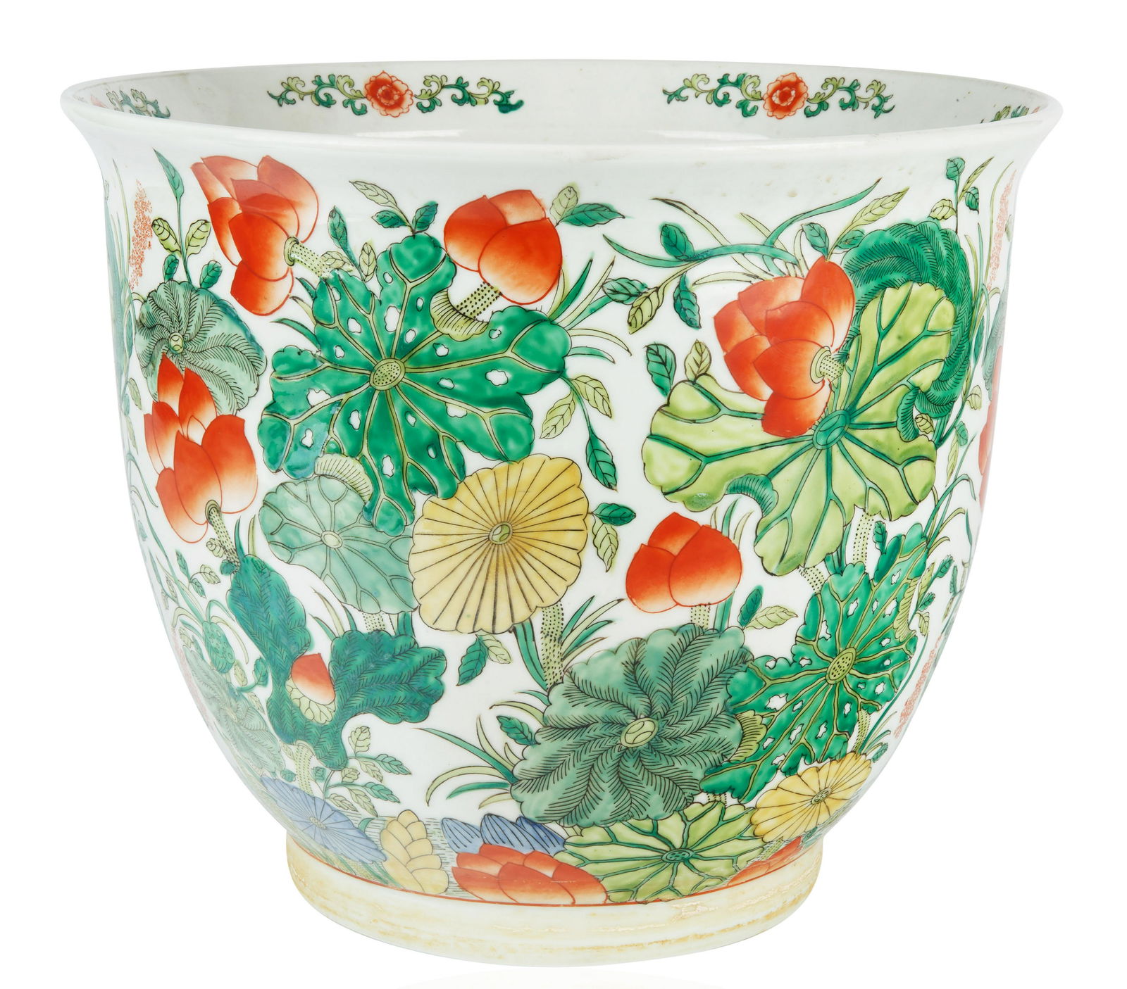 A CHINESE PORCELAIN FAMILLE VERTE FLOWER POT (1 of 4)