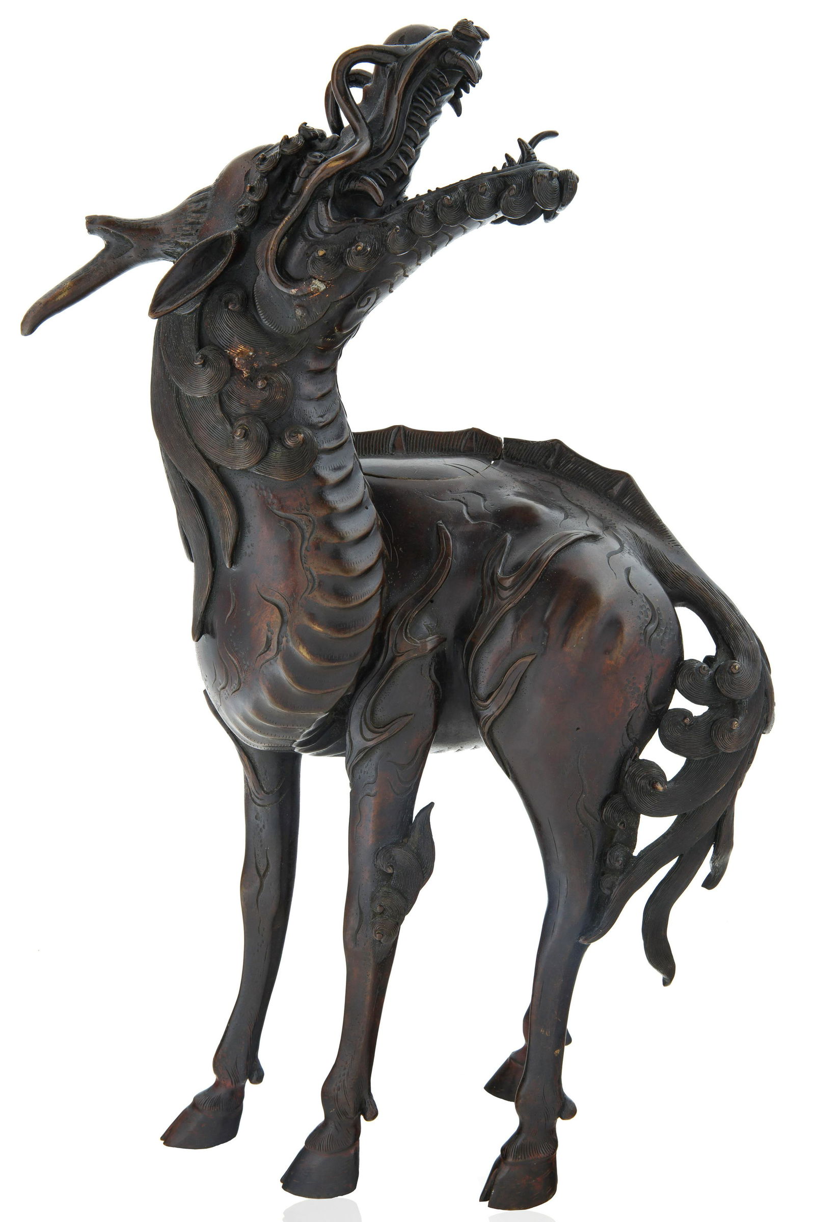 A CHINESE BRONZE 'QILIN' INCENSE BURNER AFTER MING DYNA (1 of 3)