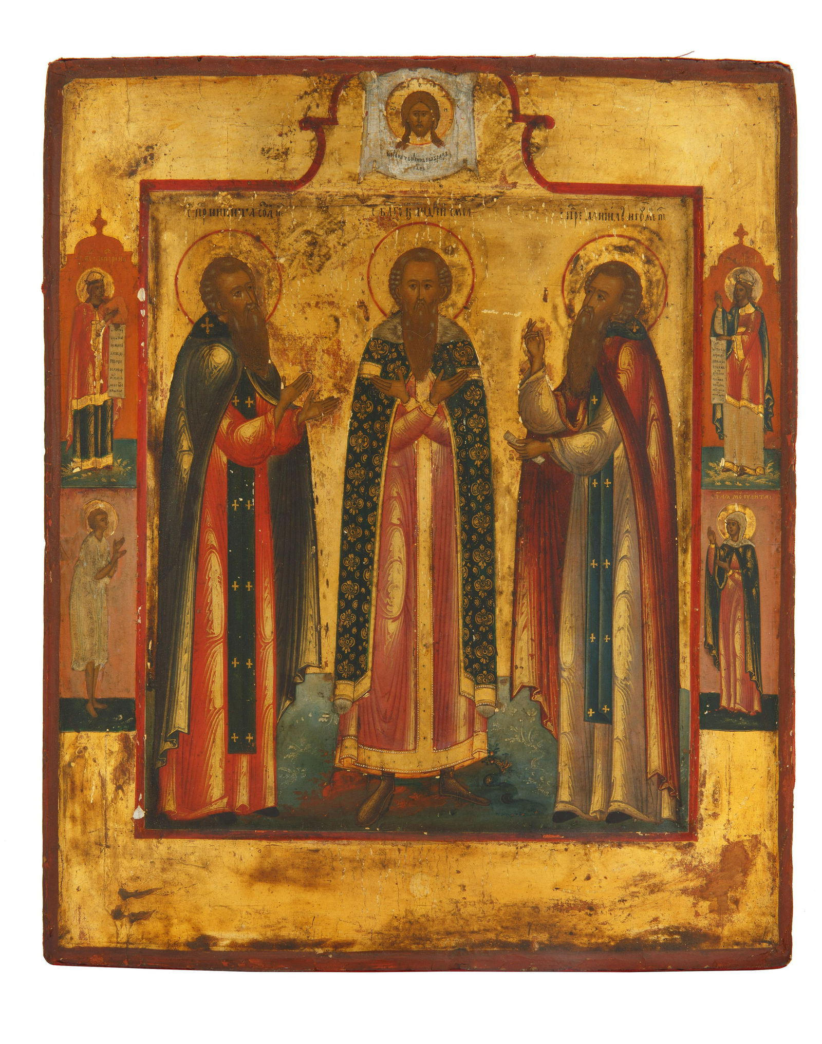 19TH CENTURY ANDREI OF SMOLENSK AND SAINTS ICON (1 of 2)