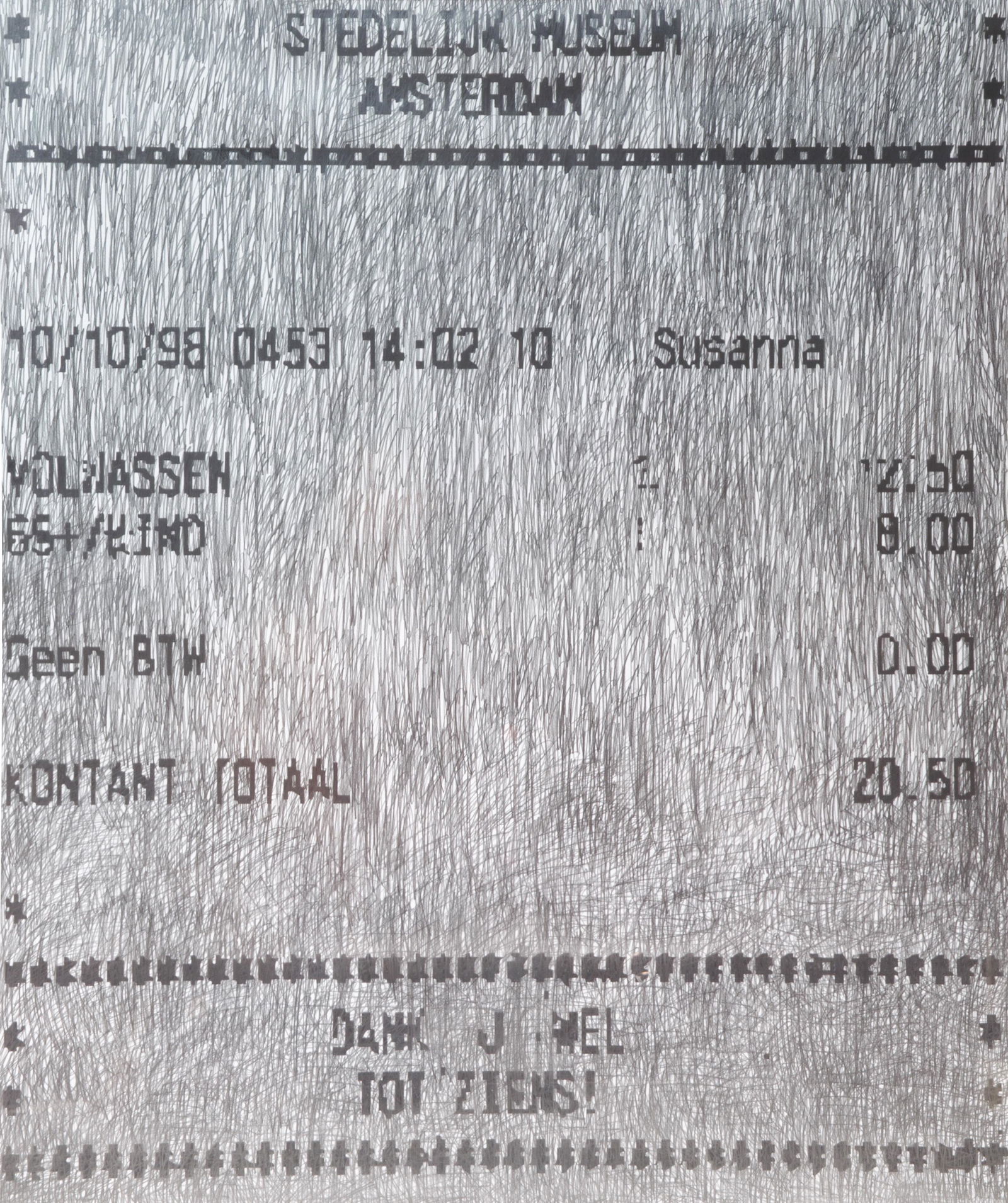 GEORGE PUSENKOFF (RUSSIAN B. 1953): GEORGE PUSENKOFF (RUSSIAN B. 1953) Steolelik Museum Ticket,1998 pencil and marker on paper full sheet measuring 113 x 95 cm (44 1/2 x 37 3/8 in.) signed, dated and titled on verso CONDITION Observed o