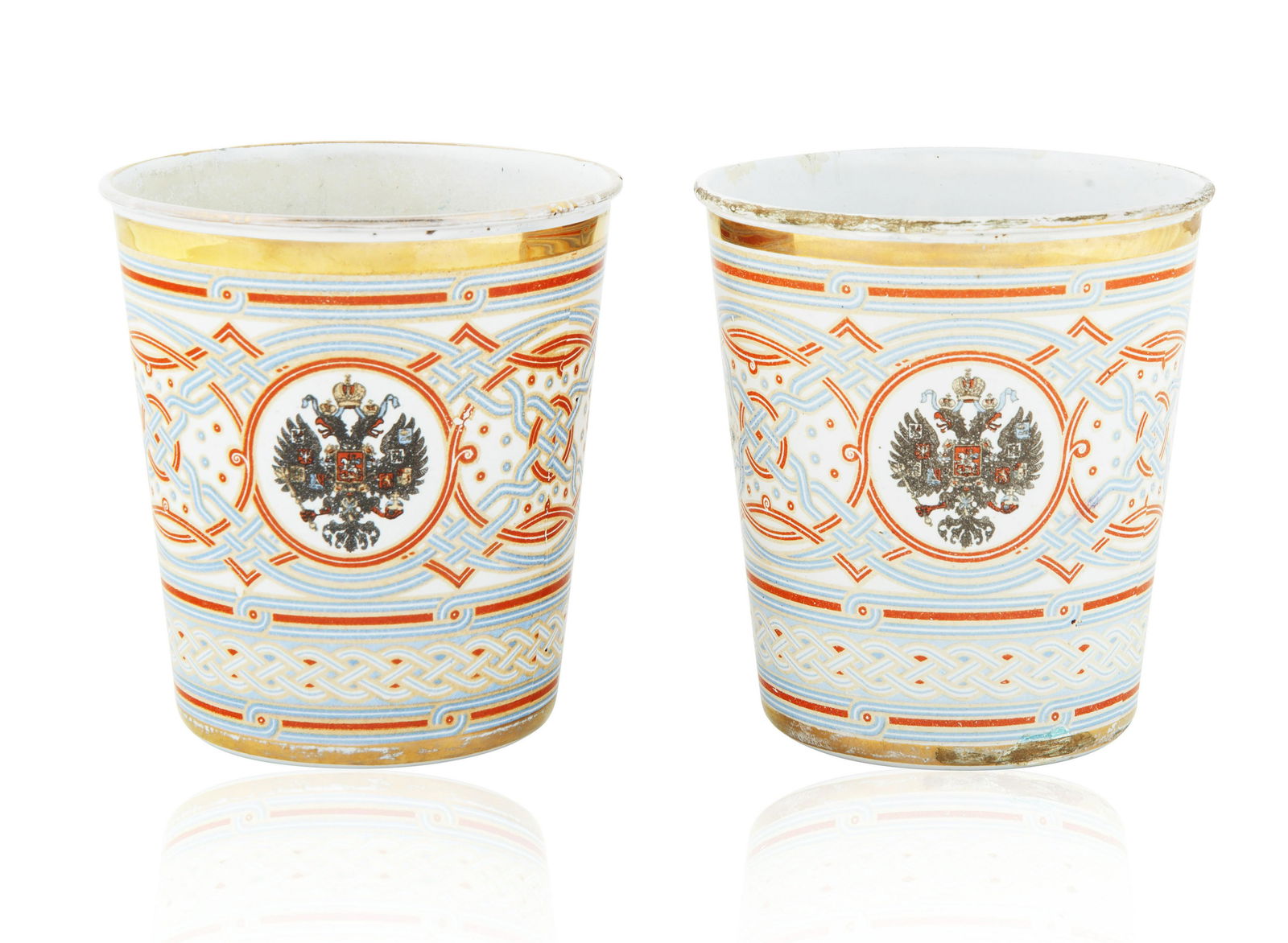 PAIR OF ENAMELLED METAL KHODYNKA "CUPS OF SORROW" (1 of 3)