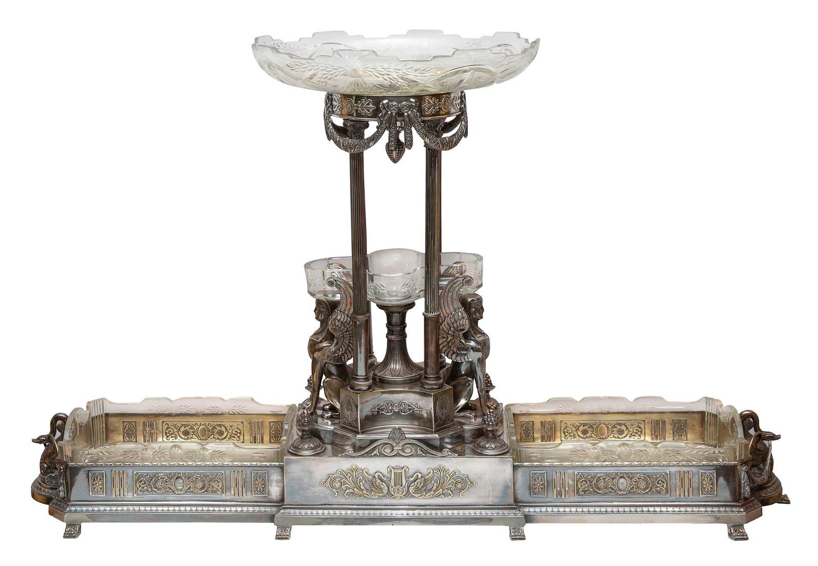 EGYPTIAN REVIVAL SILVER-PLATED CENTERPIECE (1 of 2)