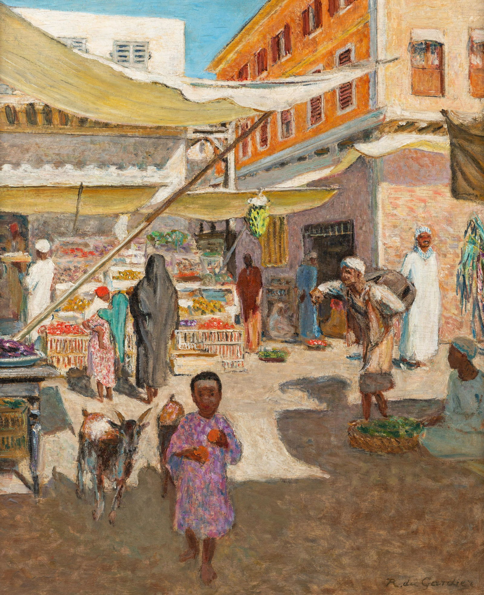 RAOUL DU GARDIER (FRENCH 1871-1952): RAOUL DU GARDIER (FRENCH 1871-1952) The Market, oil on panel 65.5 x 54 cm (25 3/4 x 21 1/4 in.) signed lower right CONDITION Observed in frame, the painting appears in good condition to the naked eye.