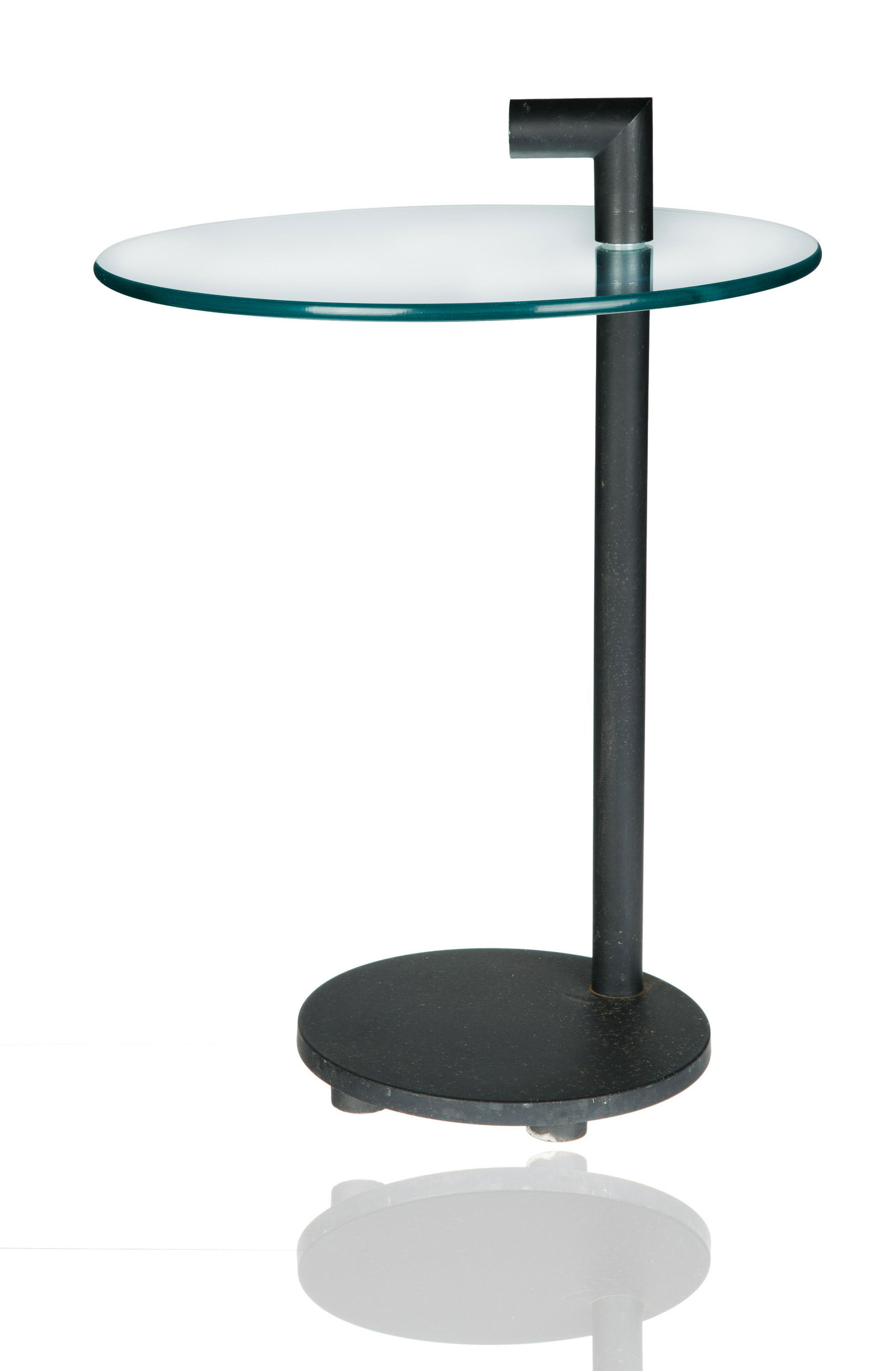 GLASS AND CAST METAL ROUND OCCASIONAL TABLE (1 of 2)