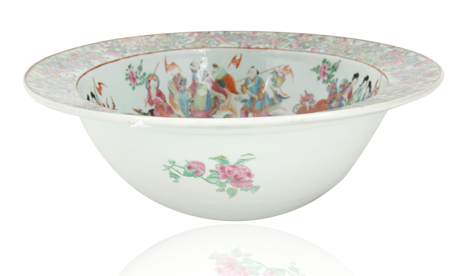 MID-19TH CENTURY LARGE FAMILLE ROSE PORCELAIN CANTON WARE PUNCH BOWL (1 of 5)