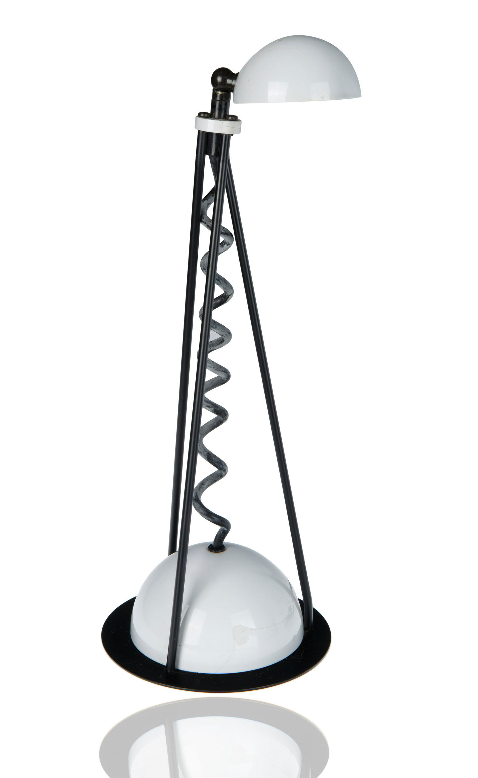 DOME SHAPED WHITE PAINTED METAL LAMP WITH CURLY CORD (1 of 5)