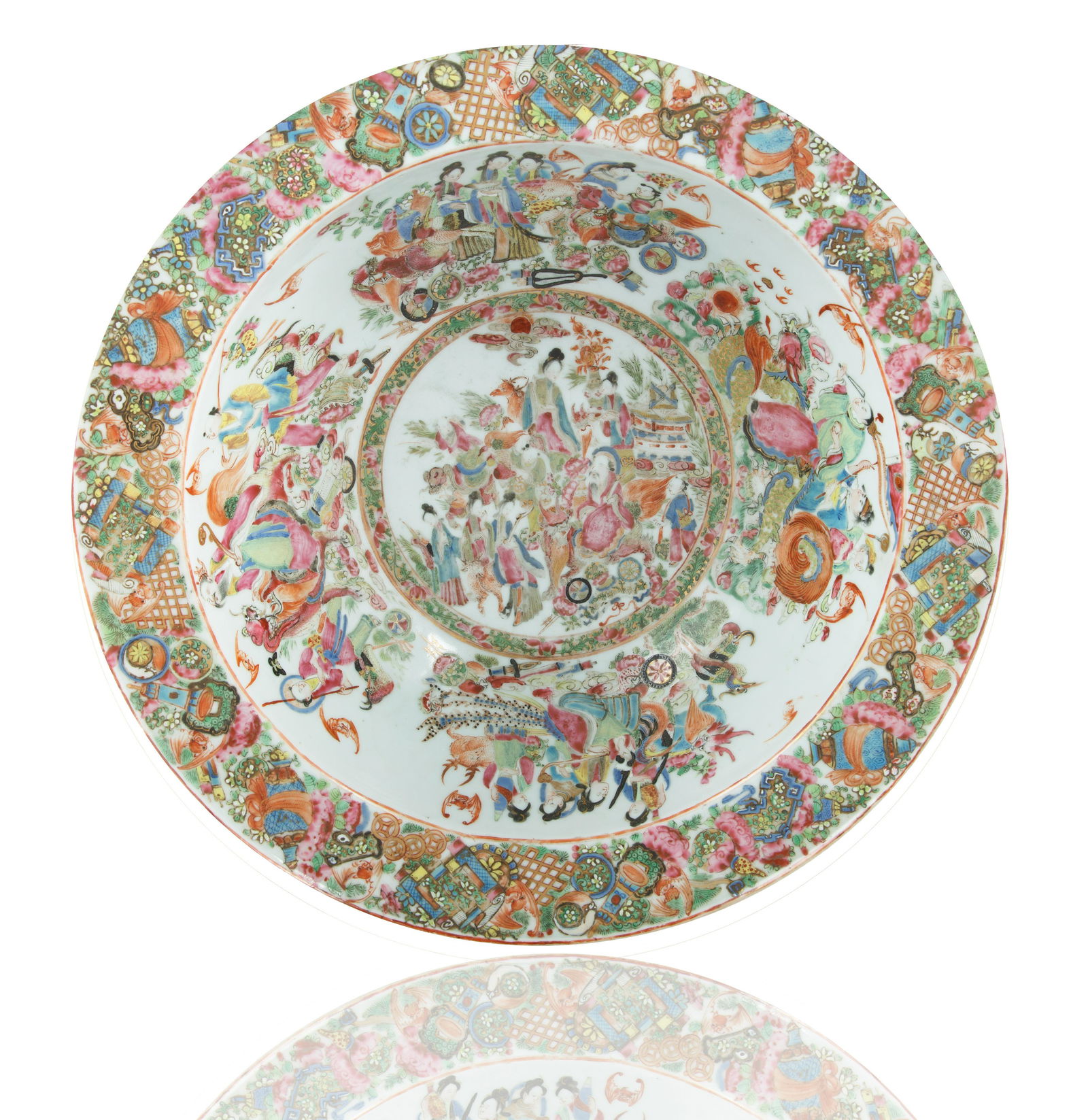 MID-19TH CENTURY LARGE FAMILLE ROSE PORCELAIN CANTON WARE PUNCH BOWL (1 of 5)