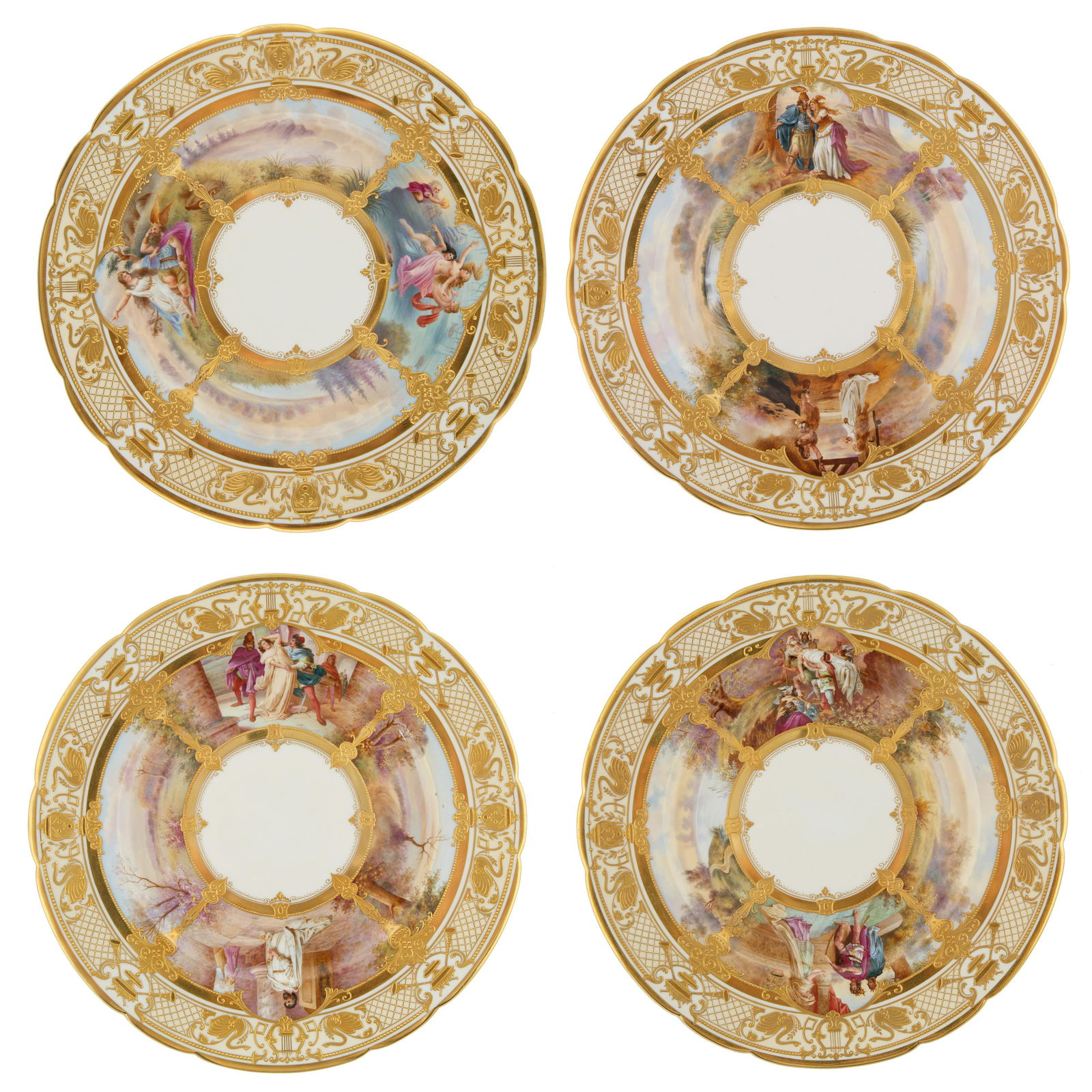 SET OF FOUR DRESDEN PORCELAIN 'OPERA' PLATES (1 of 10)