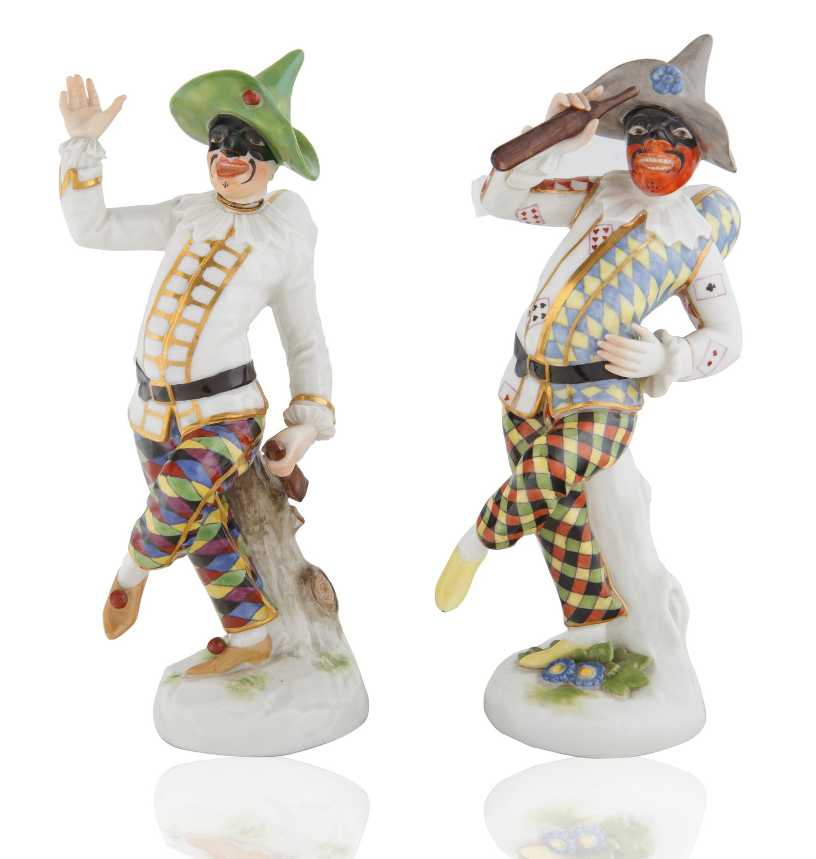 TWO MEISSEN FIGURES OF THE 'DANCING HARLEQUIN' (1 of 5)