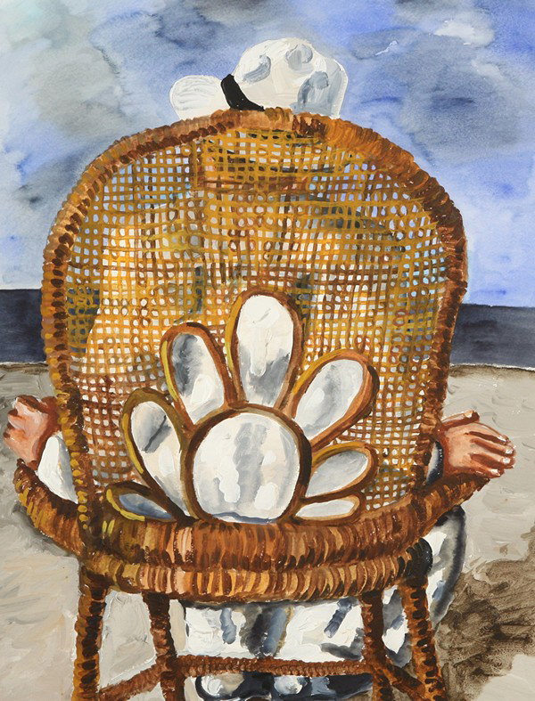 NATALIA NESTEROVA (RUSSIAN B1944), "On the Beach C: NATALIA NESTEROVA (RUSSIAN B1944), "On the Beach Chair," tempera on paper, 58 x 44.5 cm (22 7/8 x 17 1/2 in.) [sight], signed. PROVENANCE: Acquired directly from the Artist