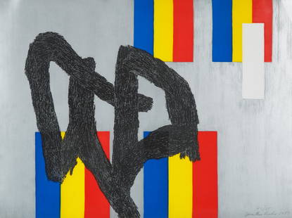 JONATHAN LASKER (AMERICAN B. 1948): Untitled 1987 aquatint, soft and hard ground etching 57 x 75.5 cm (22 1/2 x 29 3/4 in.) framed dimensions: 64.3 x 82.5 cm (25 1/4 x 32 1/2 in.) signed, dated and edition 43/75 lower right corner in pe