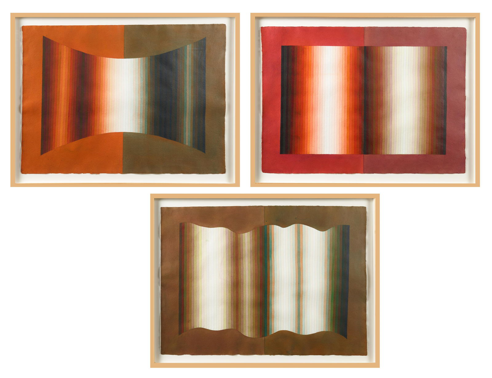 GROUP OF THREE WATERCOLORS BY KURT KRANZ (GERMAN 1910-1997): Untitled (Sunset Variations) circa 1970s watercolor and pencil on paper 54.5 x 77 cm (21 1/2 x 30 1/4 in.) framed dimensions: 65.5 x 87 cm (25 3/4 x 34 1/4 in.) CONDITION Each observed in frame and un