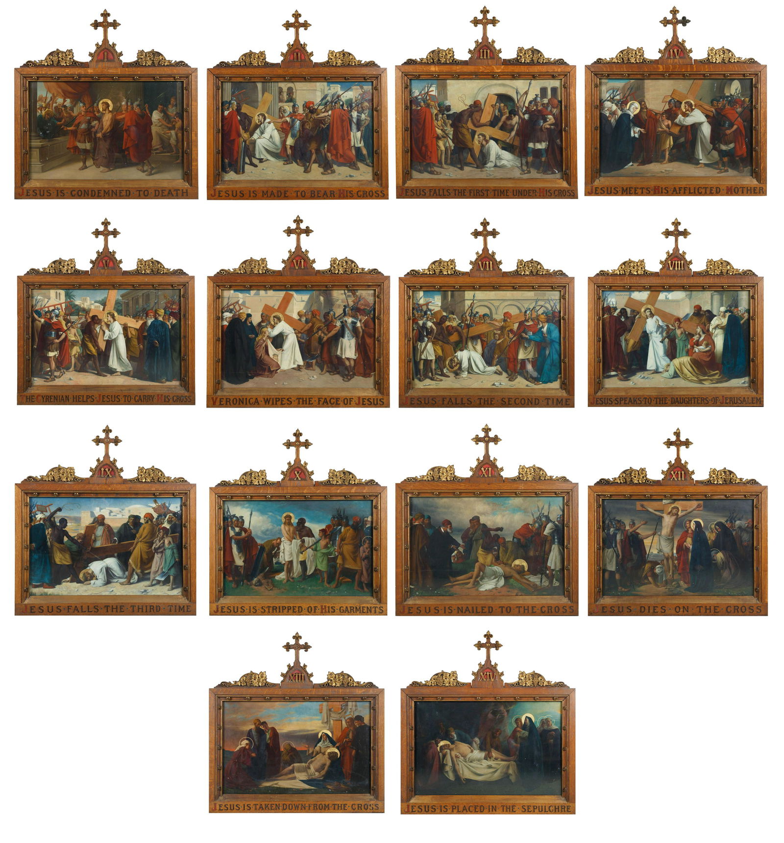 A GROUP OF 14 PAINTINGS OF STATIONS OF THE CROSS (1 of 16)