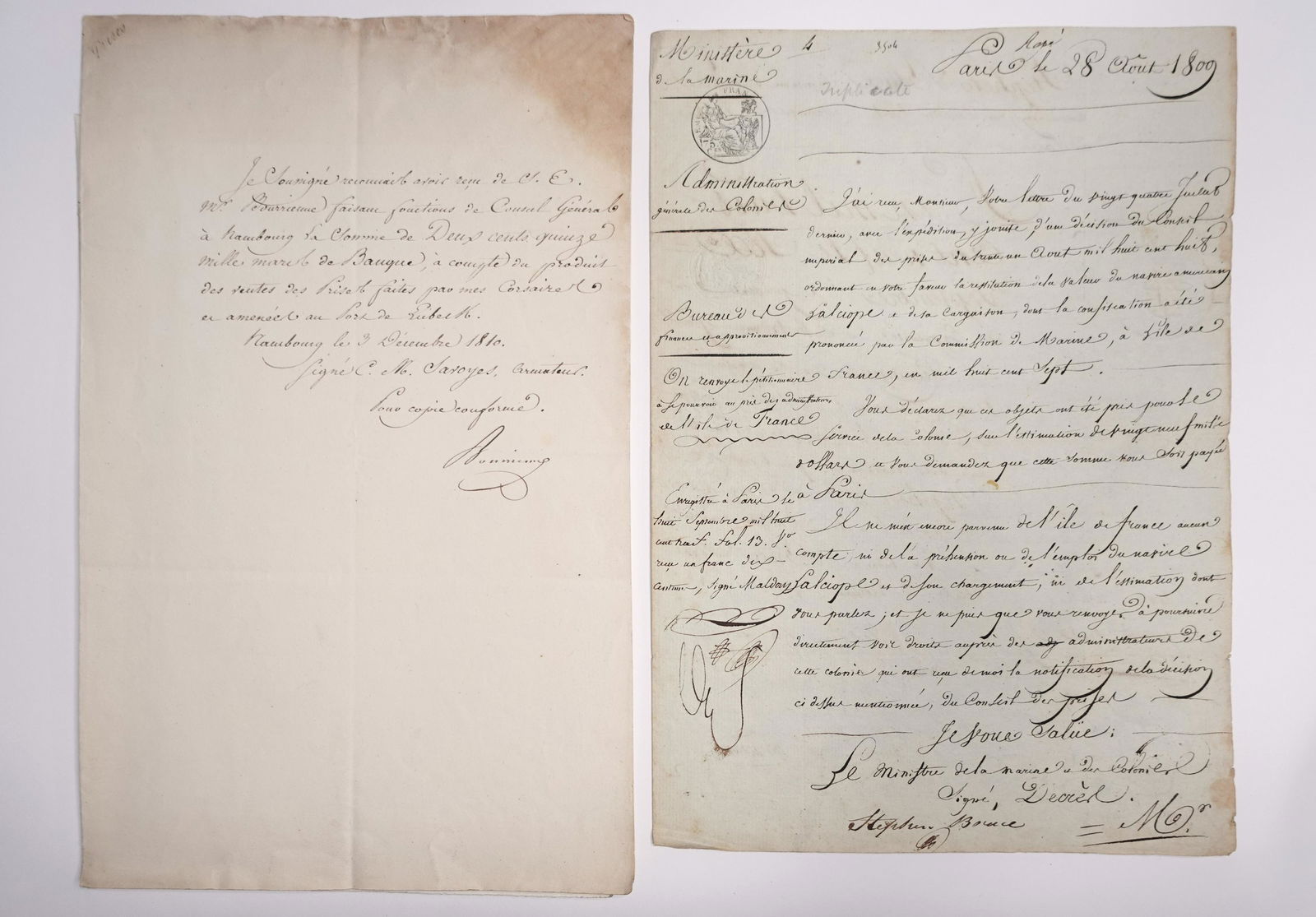 A GROUP OF NAPOLEONIC PERIOD IMPORTANT DOCUMENTS AND LETTERS SOME SIGNED (1 of 11)