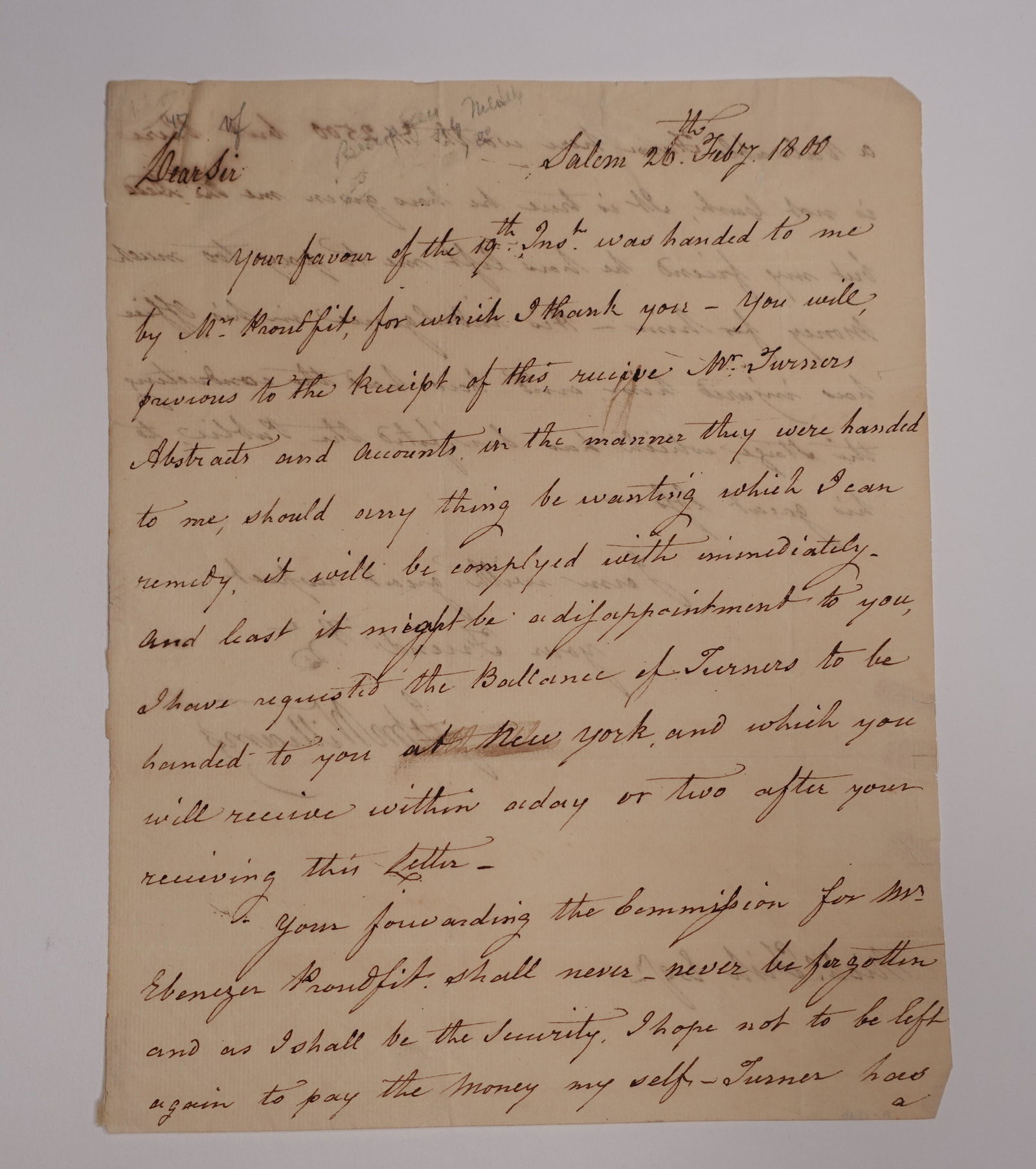 A SIGNED LETTER BY FORMER UNITED STATES HOUSE OF REPRESENTATIVE, JOHN WILLIAMS: 1 page, double-sided, loose; 25 x 20 cm (9 7/8 x 7 7/8 in.)