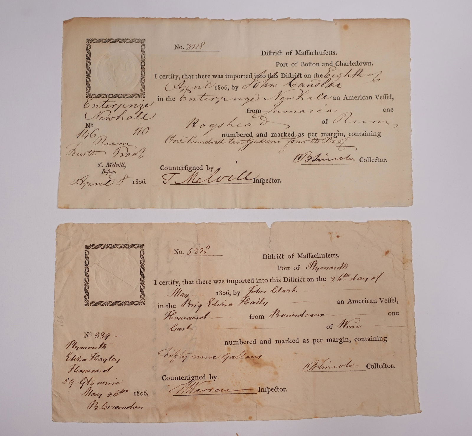 A COLLECTION OF SIGNED AND TYPED, LETTERS, MERCHANT AND SHIPPING INVOICES, SOME SIGNED BY MERCHANT (1 of 9)