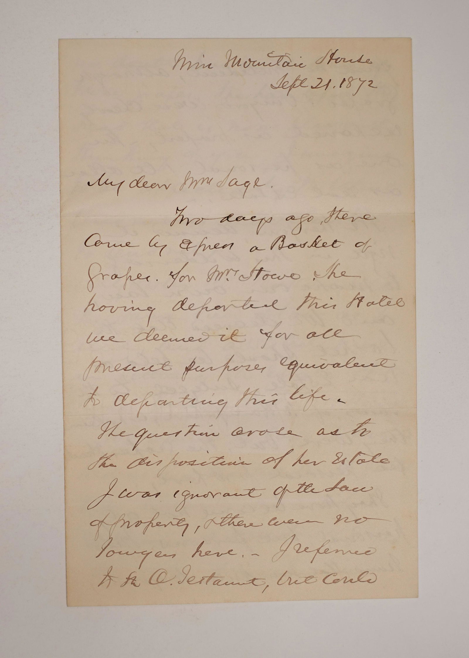 A SIGNED LETTER BY AMERICAN MINISTER AND CONGREGATIONALIST, HENRY WARD BEECHER (1 of 3)